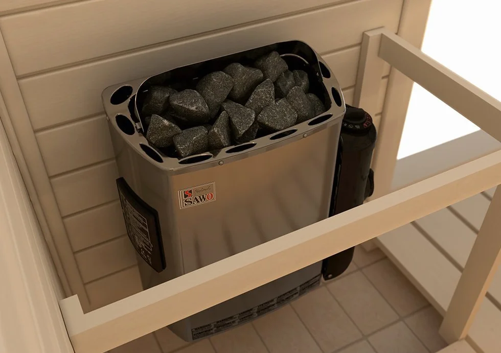Sauna Poêle Électrique SAWO Mini X NB Trendline 3,6 kW 230V 400V avec Thermostat Minuterie