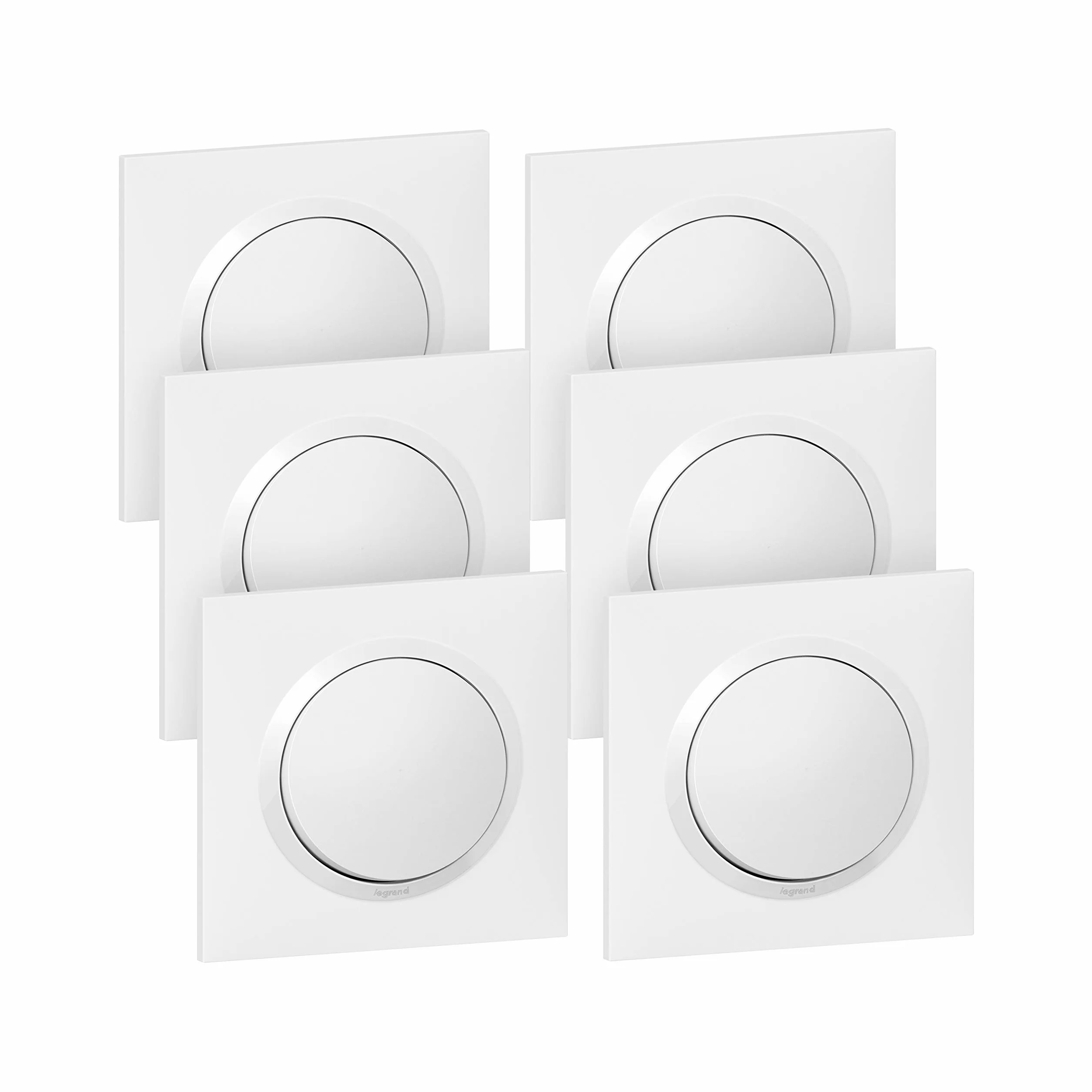 LEGRAND Interrupteur Mural Va-et-vient 10AX Blanc Lot de 6 Plaque Carrée Commande Éclairage