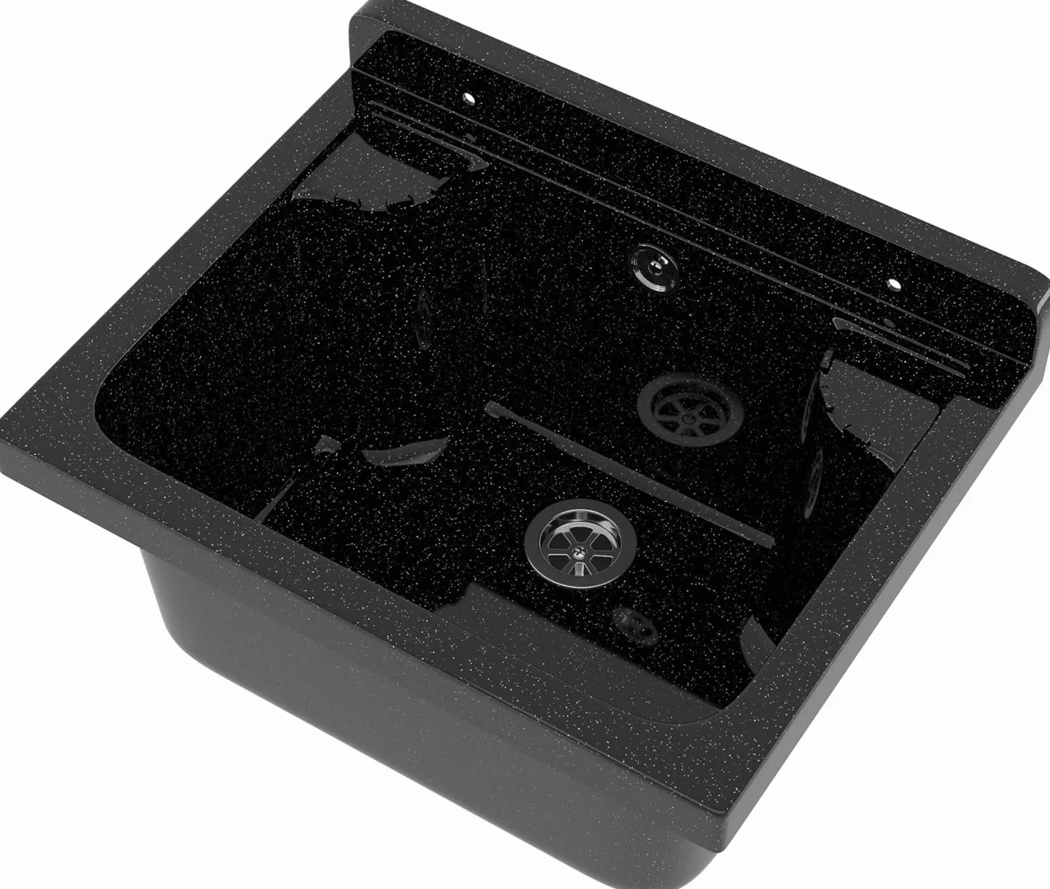 Évier extérieur Buanderie Lavabo extérieur siphon polypropylène noir GRANITAN
