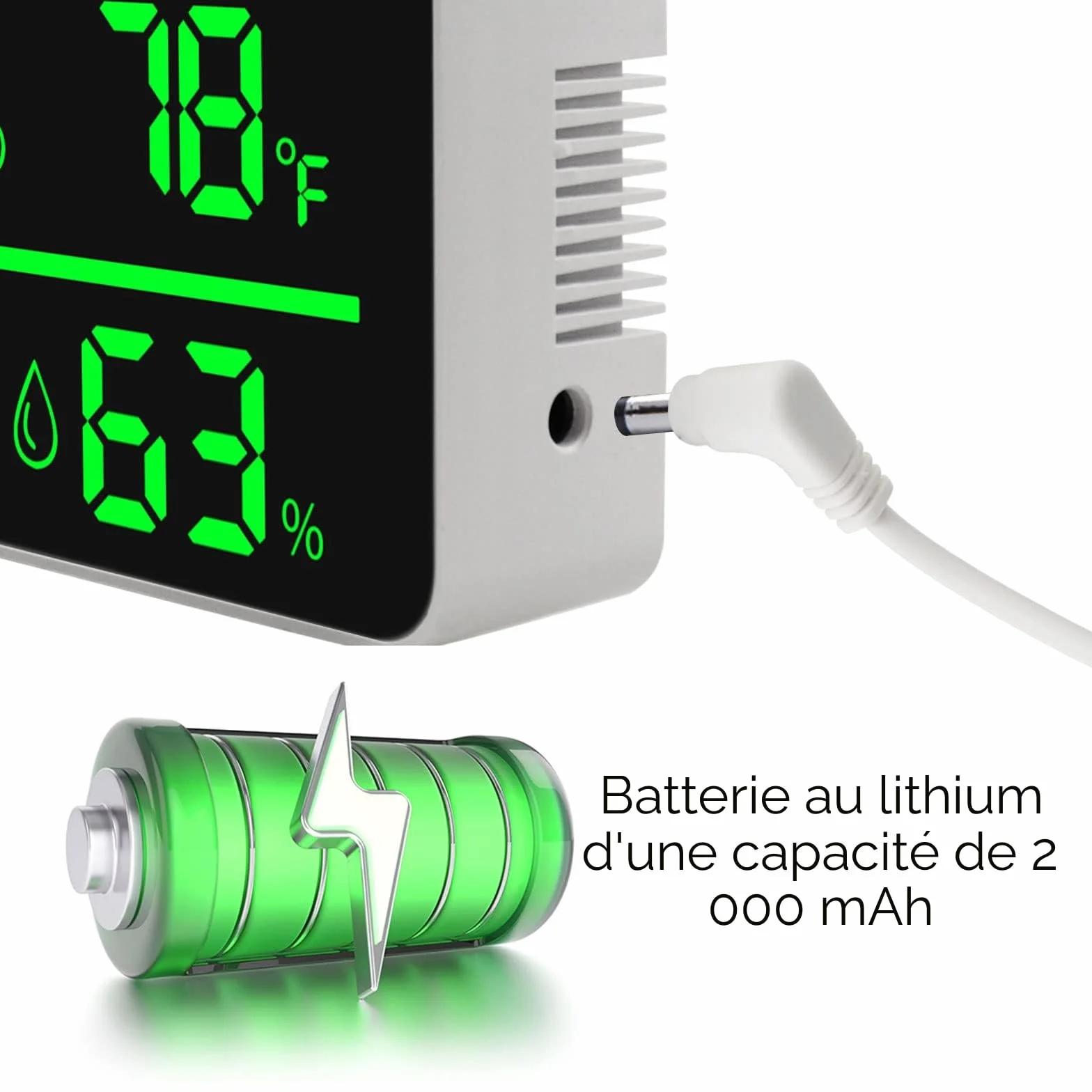 Sonomètre mural 27,9 cm écran LED bruit température humidité indicateur alarme