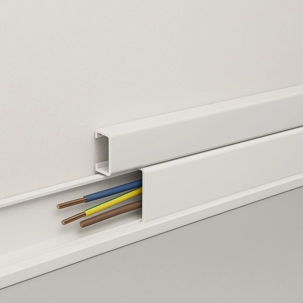 KOMIB Gaine électrique PVC 15x10 mm 2 m Blanc Lot de 5 unités Cache Câble Mural