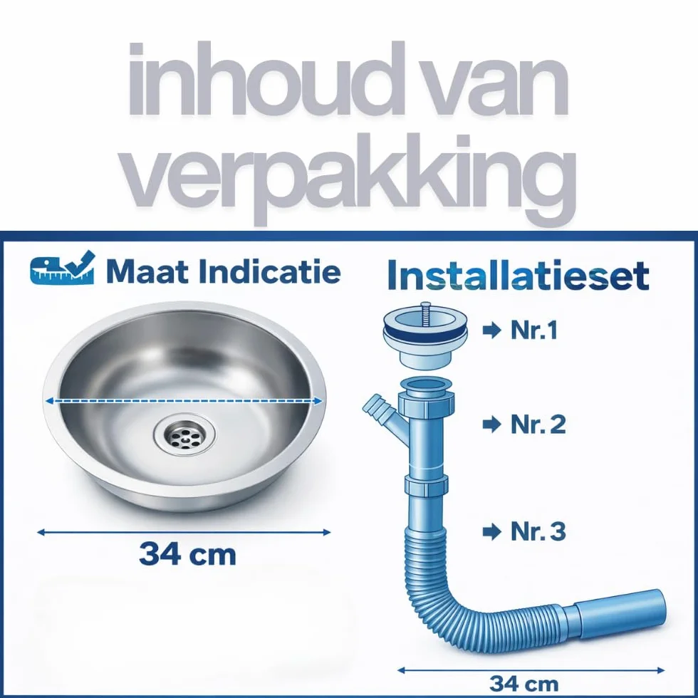 Évier Rond Inox Ø34 cm Cuisine Camping Caravane Sans Trou Robinet