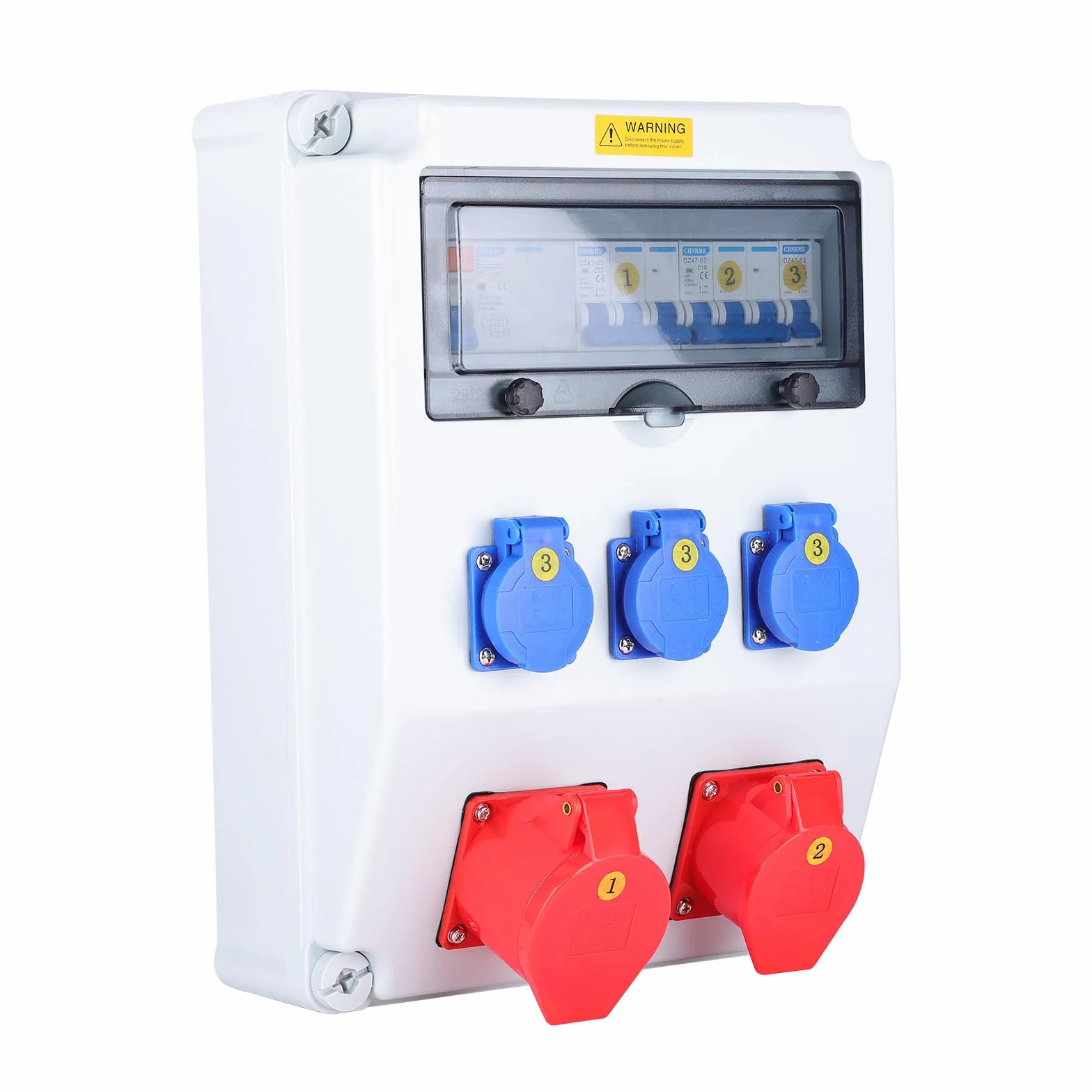 Coffret Électrique de Chantier Triphasé 400V 63A Prises Industrielles 16A 32A