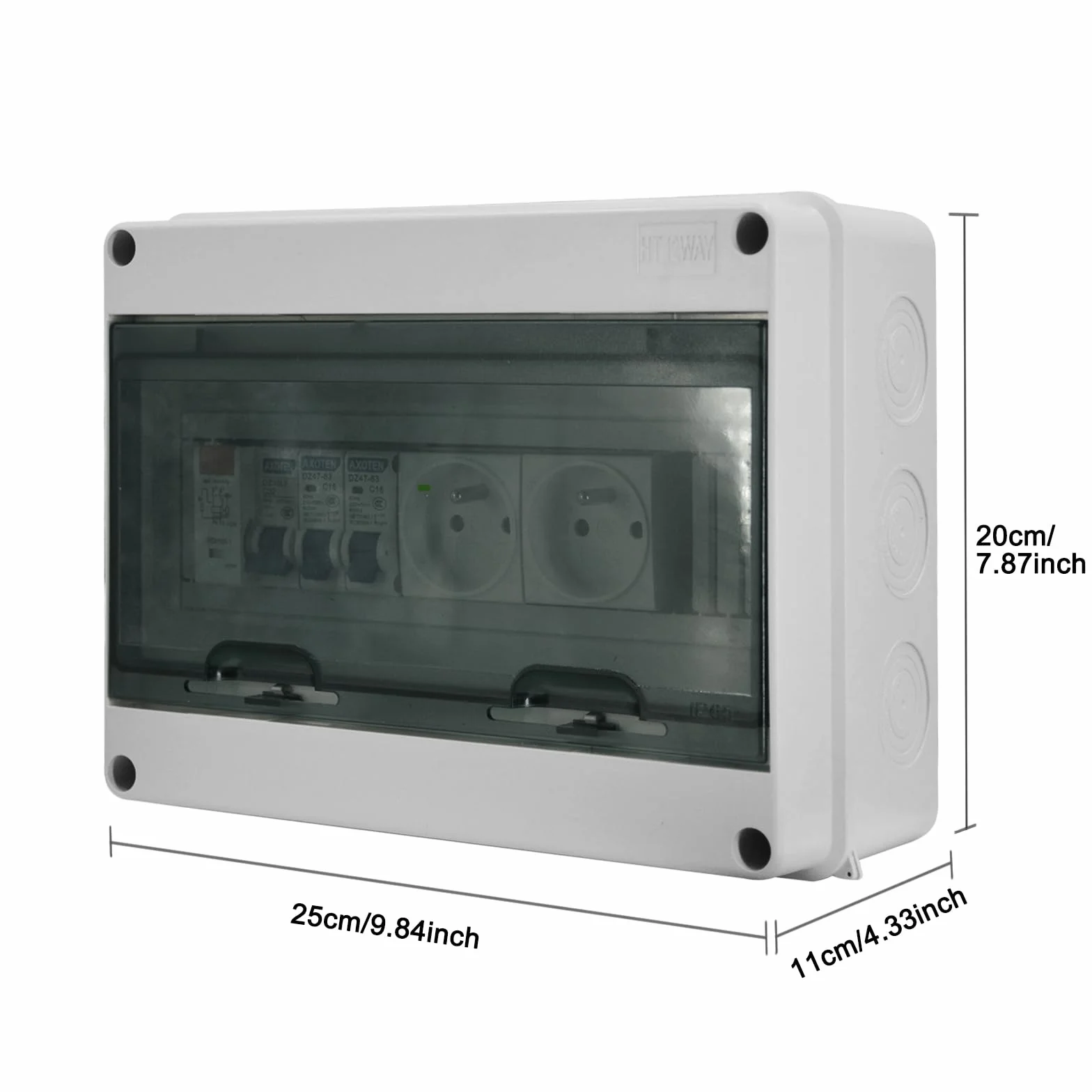 Boîte à fusibles en saillie IP65 Simmpatuu Coffret électrique étanche IP65 DZ 30mA AC Interrupteur de Fuite 1 Disjoncteur 16A 2 prise modulaire 16A 2P+T