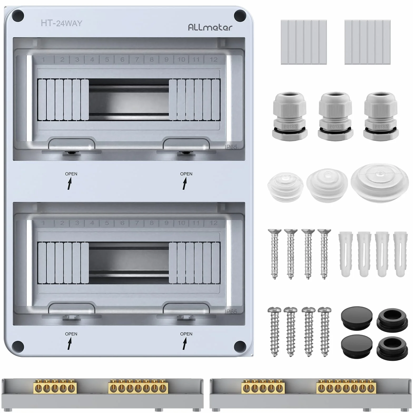 Tableau électrique 2 rangées 24 modules IP65 Coffret étanche avec terminaux et rails intégrés