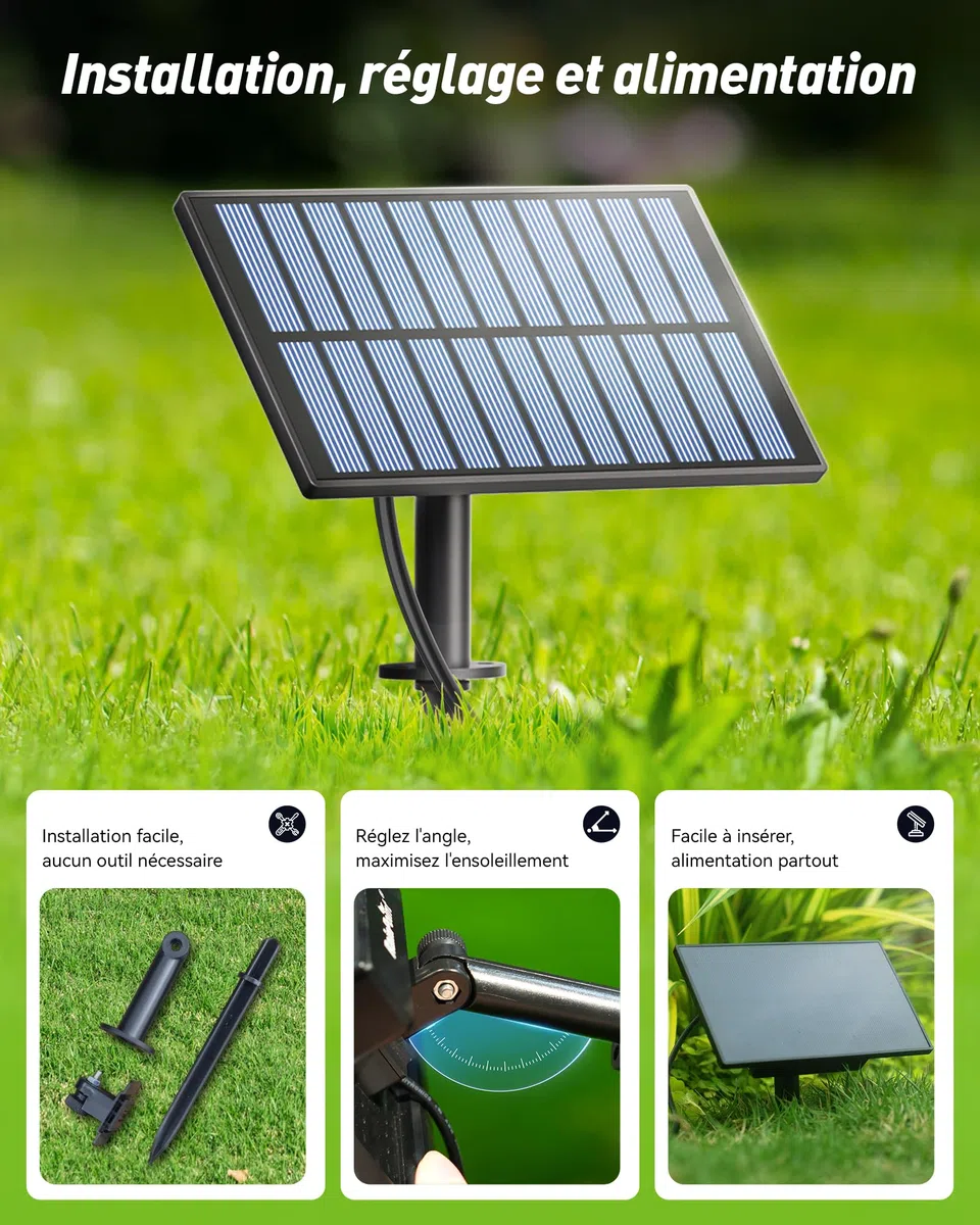 RAINPOINT ITV156 Kit d'arrosage solaire avec minuterie pour robinet de jardin, panneau solaire et 2 piles AA, 3 programmes indépendants