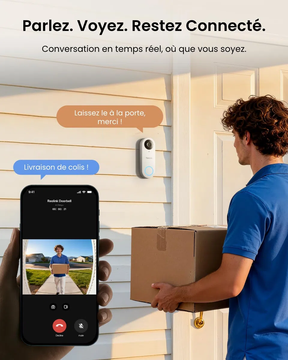 Reolink 5MP Sonnette Vidéo PoE Caméra avec Chime, Vue 3:4 Tête aux Pieds, Audio Bidirectionnel, Détection Colis/Personne, Étanche, Alertes Intelligentes, Compatible NVR (Filaire, Version 2024)