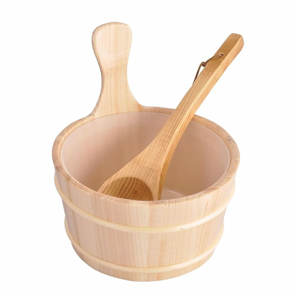 Desineo Kit Seau et Louche en Bois pour Sauna 4 Litres