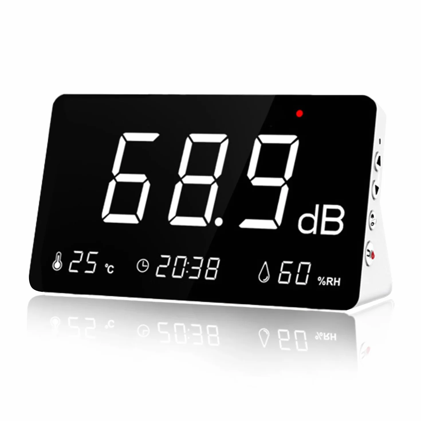 Sonomètre numérique 30-130dB avec journalisation des données, alarme, enregistrement 26000 données, pondéré A, rechargeable
