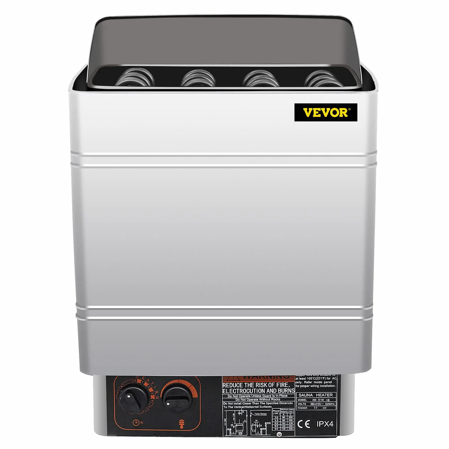 FlowerW Poêle pour sauna électrique 9 kW 380-415 V avec commande externe et capteur 3M