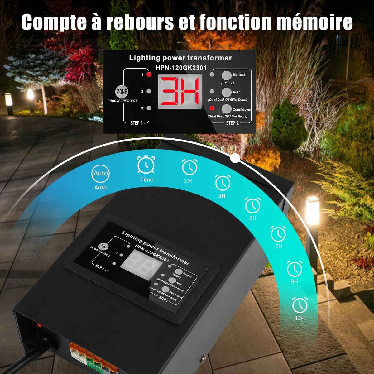 COOLWEST 120W Transformateur 220V 12V AC Capteur de Lumière Alimentation 10A Extérieur pour Éclairage Jardin MR16 GU5.3