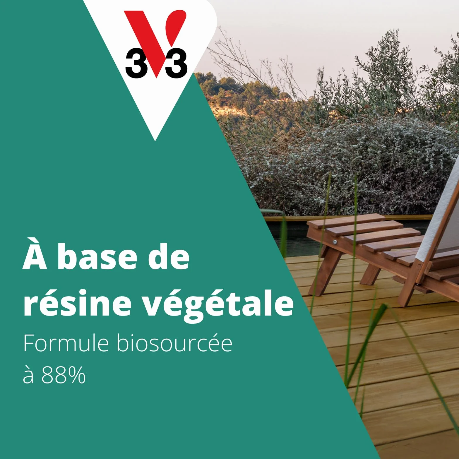 V33 Saturateur bois extérieur Naturel mat 5L - Haute résistance eau chlorée, UV et graisse - Sans essuyage et non glissant