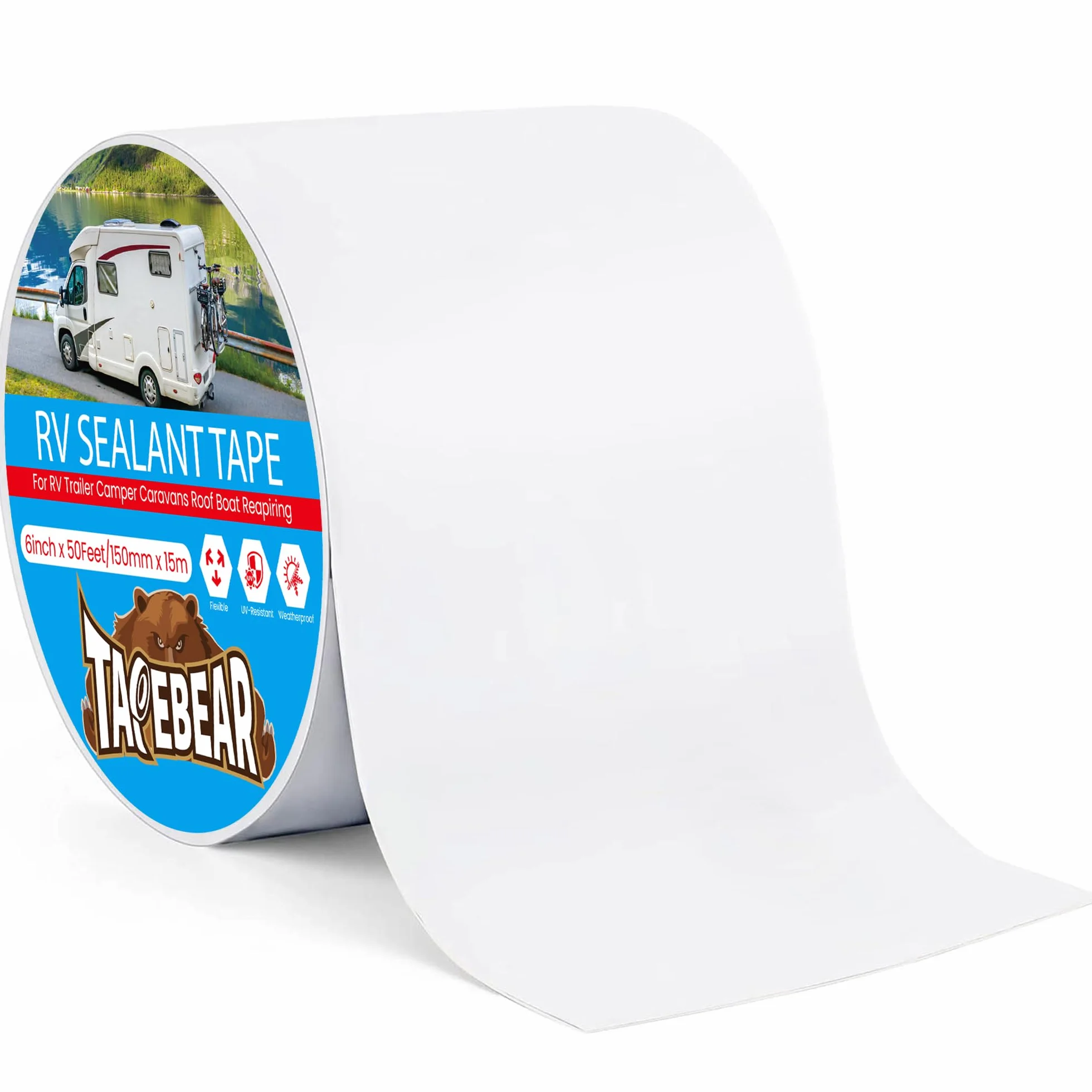 TAPEBEAR Ruban d'étanchéité pour camping-car 15cm x 15 - Ruban de réparation étanche toits VR