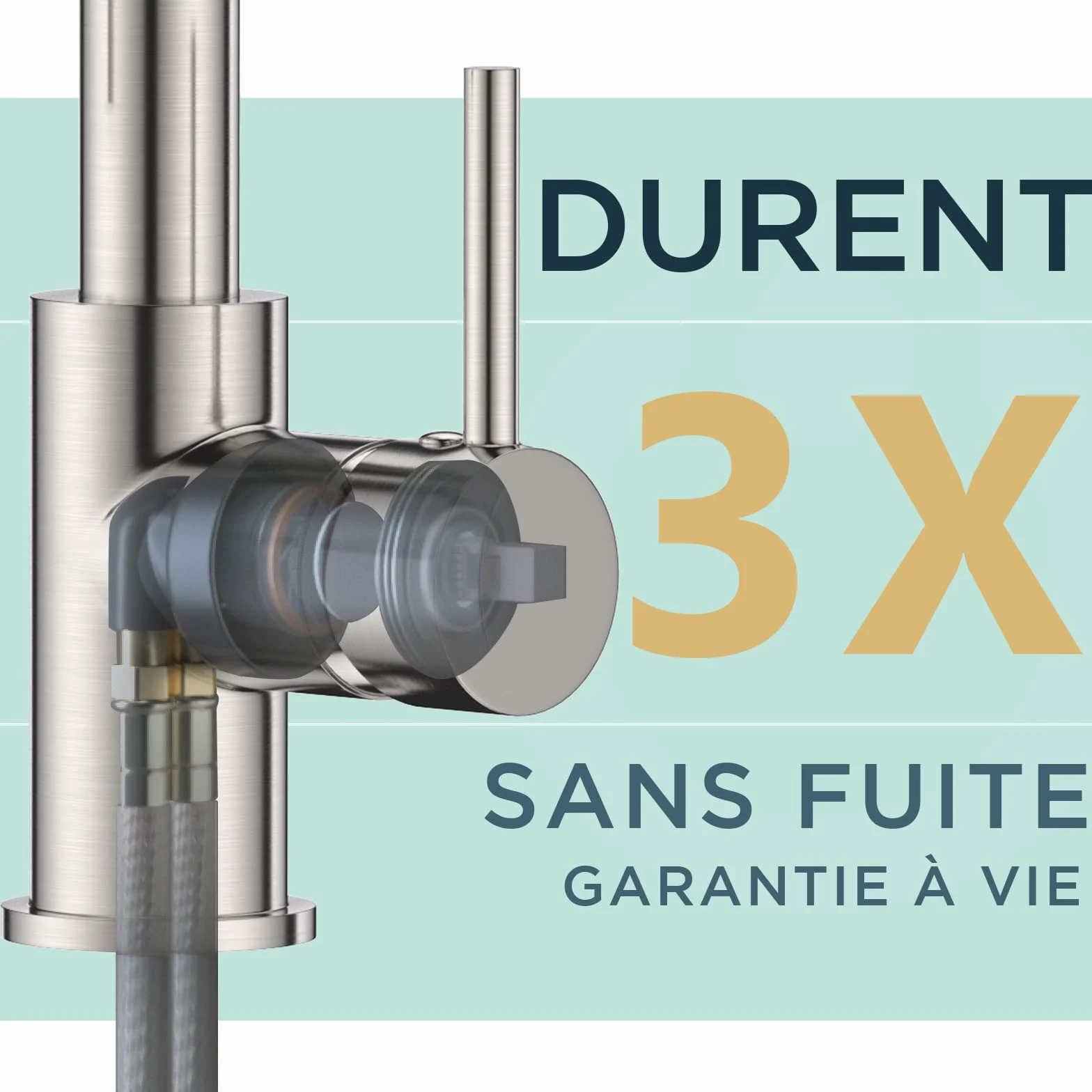 FORIOUS Robinet Cuisine Mitigeur Avec Douchette Pivotant 360° Évier Arc Élevé Pulvérisateur Escamotable 2 Modes Acier Inoxydable