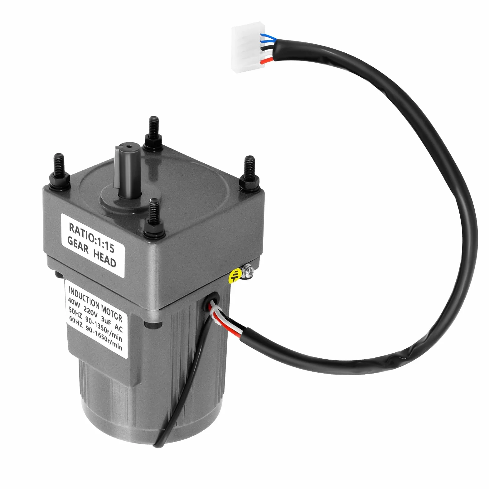 Motoréducteur électrique 40W 15K, Moteur à Engrenages avec Contrôleur de Vitesse 0-90rpm Monophasé