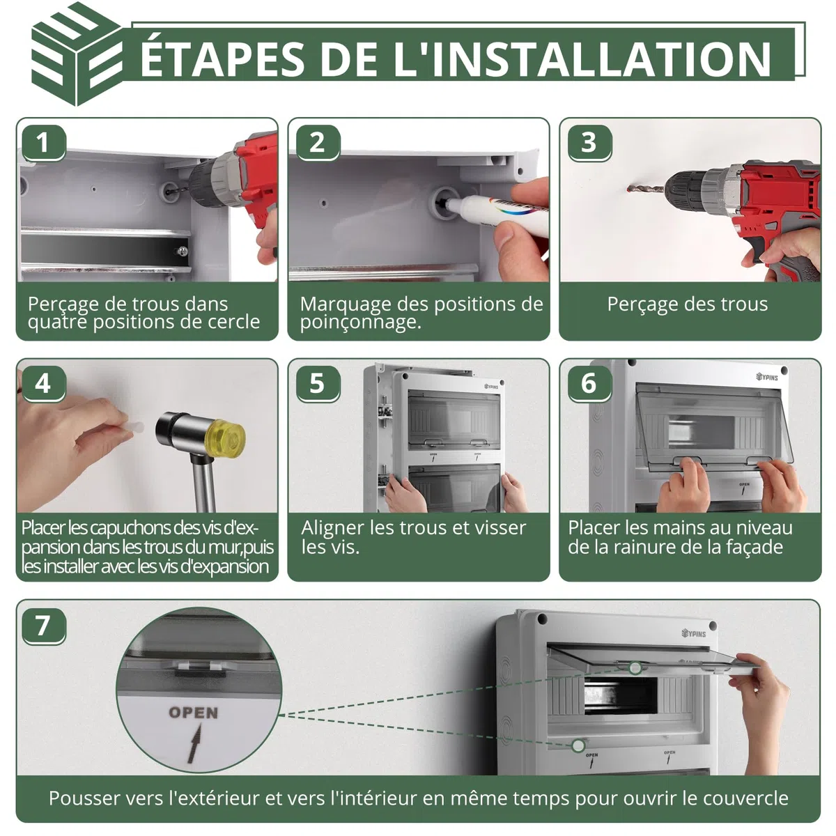 EYPINS Boîtier Électrique Extérieur IP65 24 Modules Coffret Électrique Étanche avec Porte Transparente