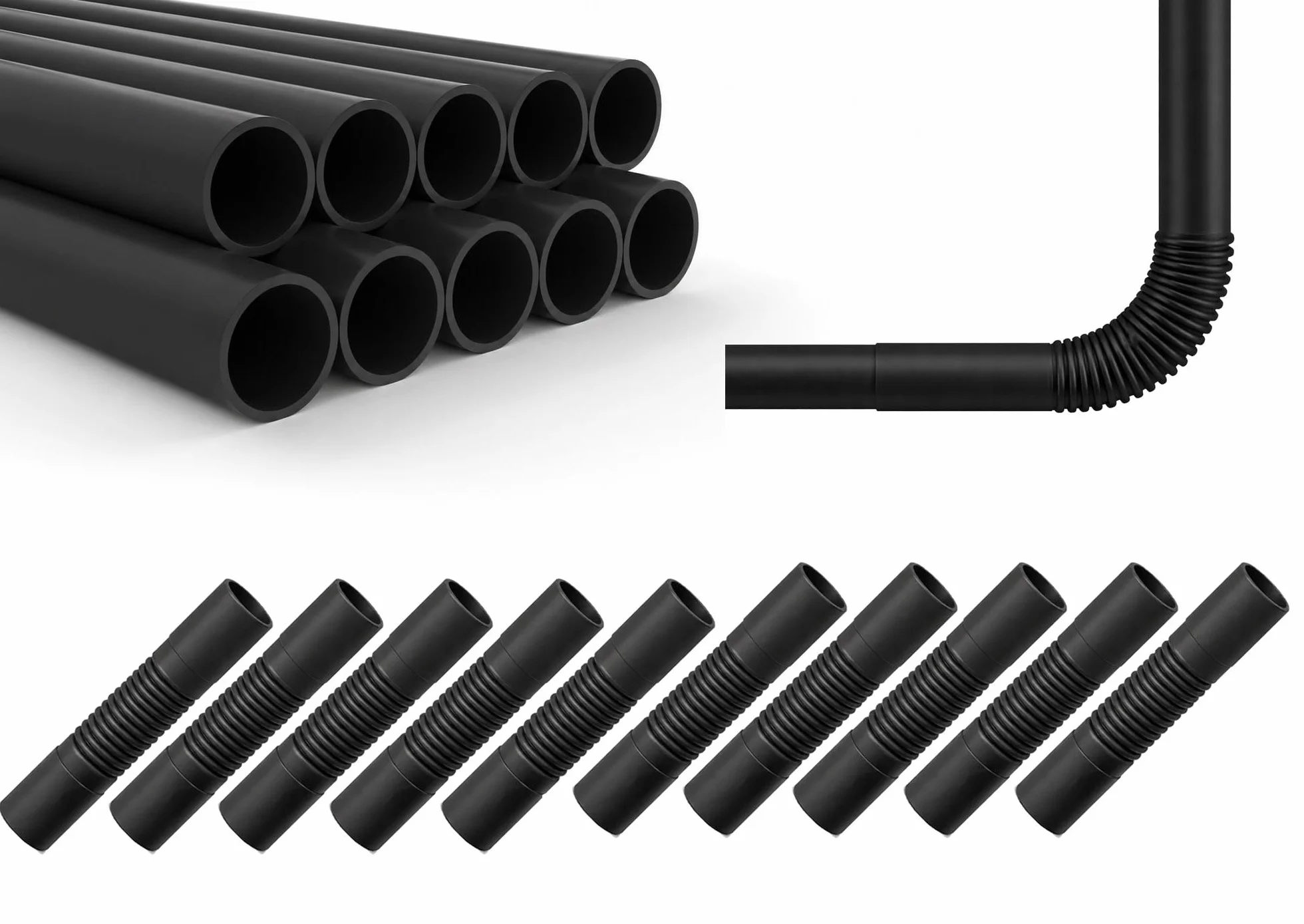 Bee Blinds Tube d'installation électrique en PVC 20 mm noir 20 m avec 10 raccords flexibles