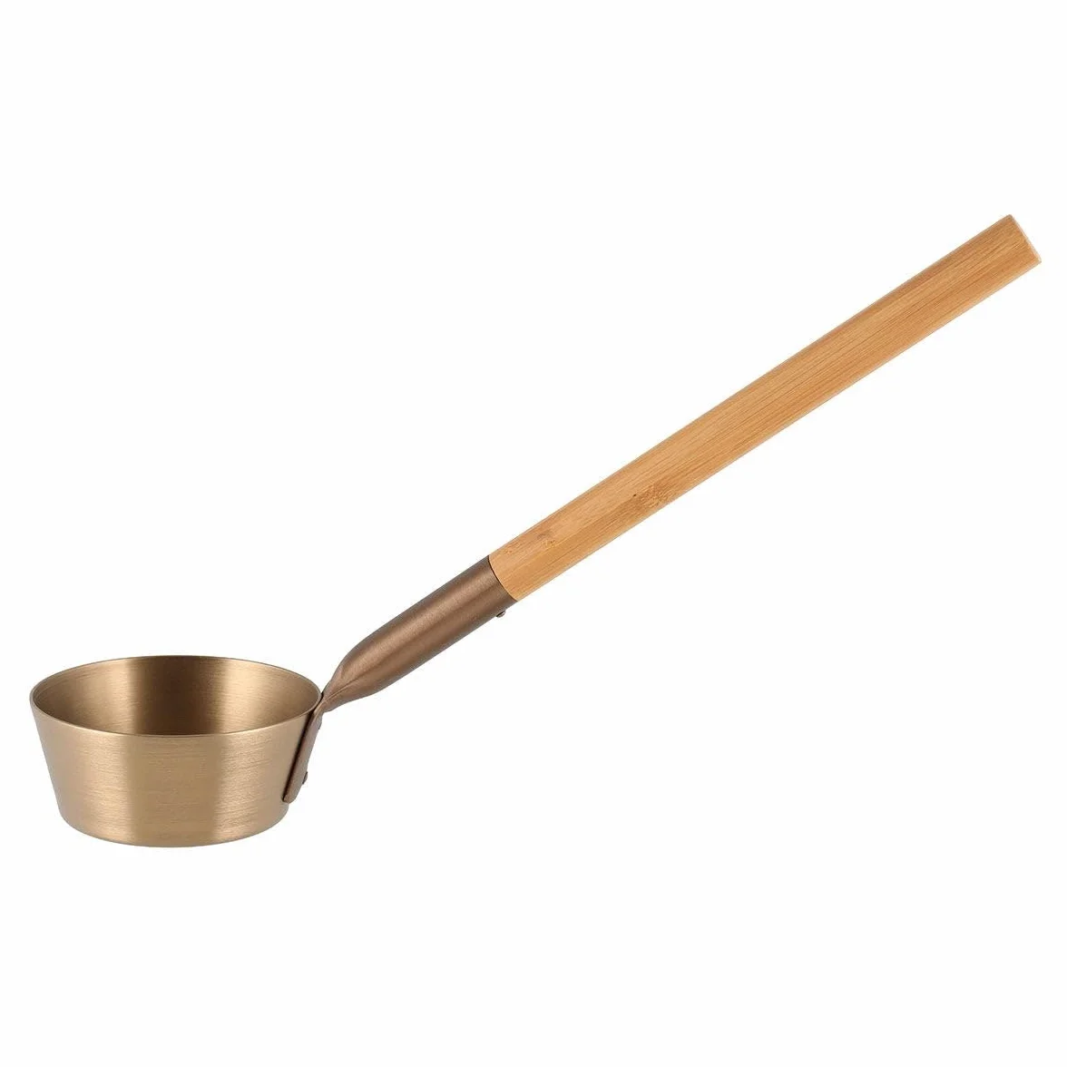 Louche de Sauna Aluminium Bambou Résistante à la Chaleur Champagne 43 cm