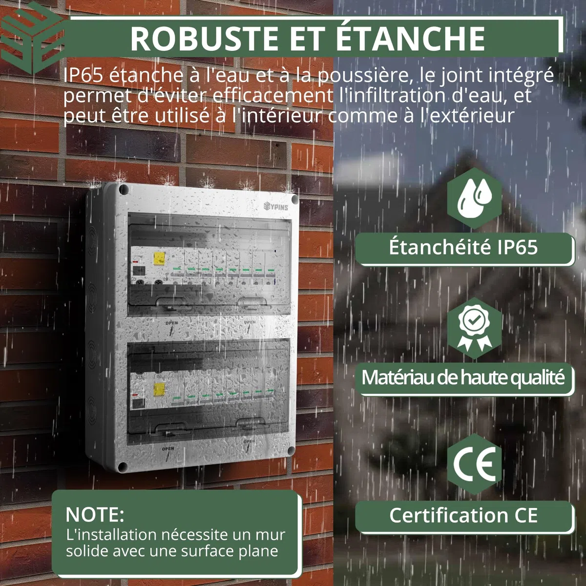 EYPINS Boîtier Électrique Extérieur IP65 24 Modules Coffret Électrique Étanche avec Porte Transparente