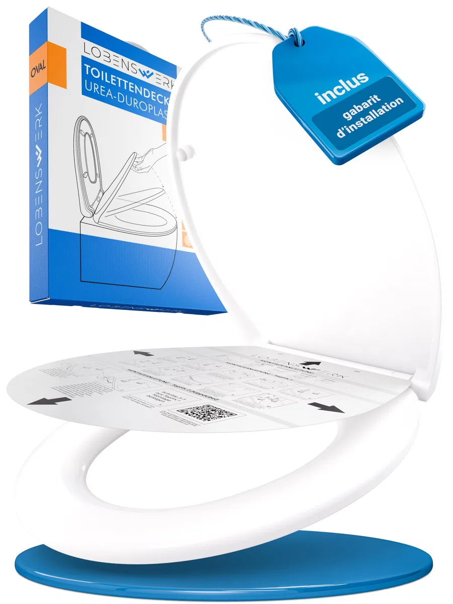 LOBENSWERK Abattant WC avec frein de chute duroplast antibactérien UV résistant Lunette de toilette clipsable universelle ovale
