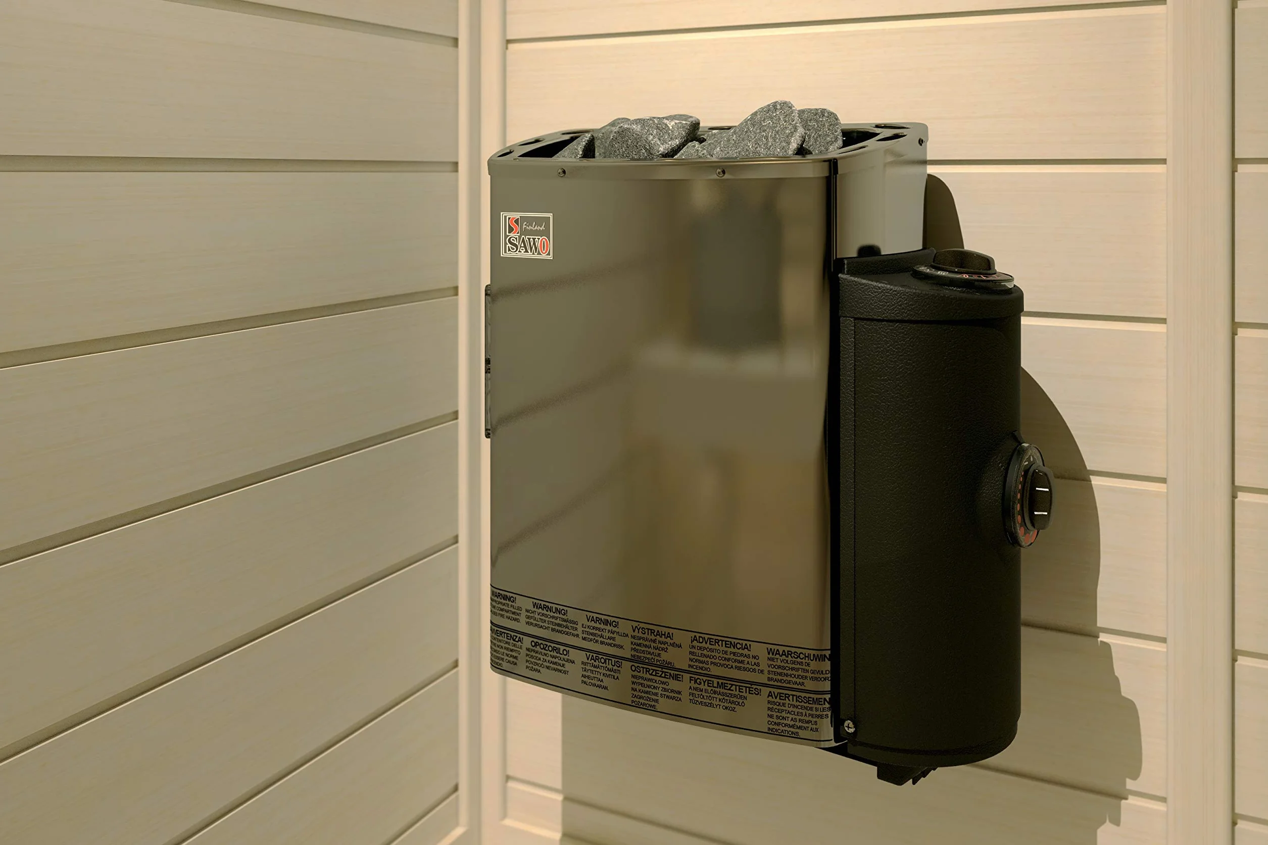 Sauna Poêle Électrique SAWO Mini X NB Trendline 3,6 kW 230V 400V avec Thermostat Minuterie