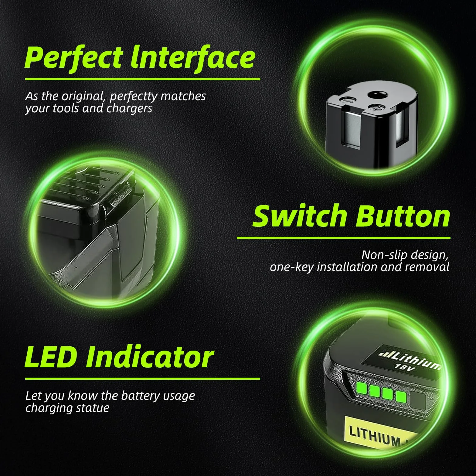 Batteries 5500mAh 2x pour Ryobi 18V One+ et Chargeur Double Port Compatibles P108 RB18L50