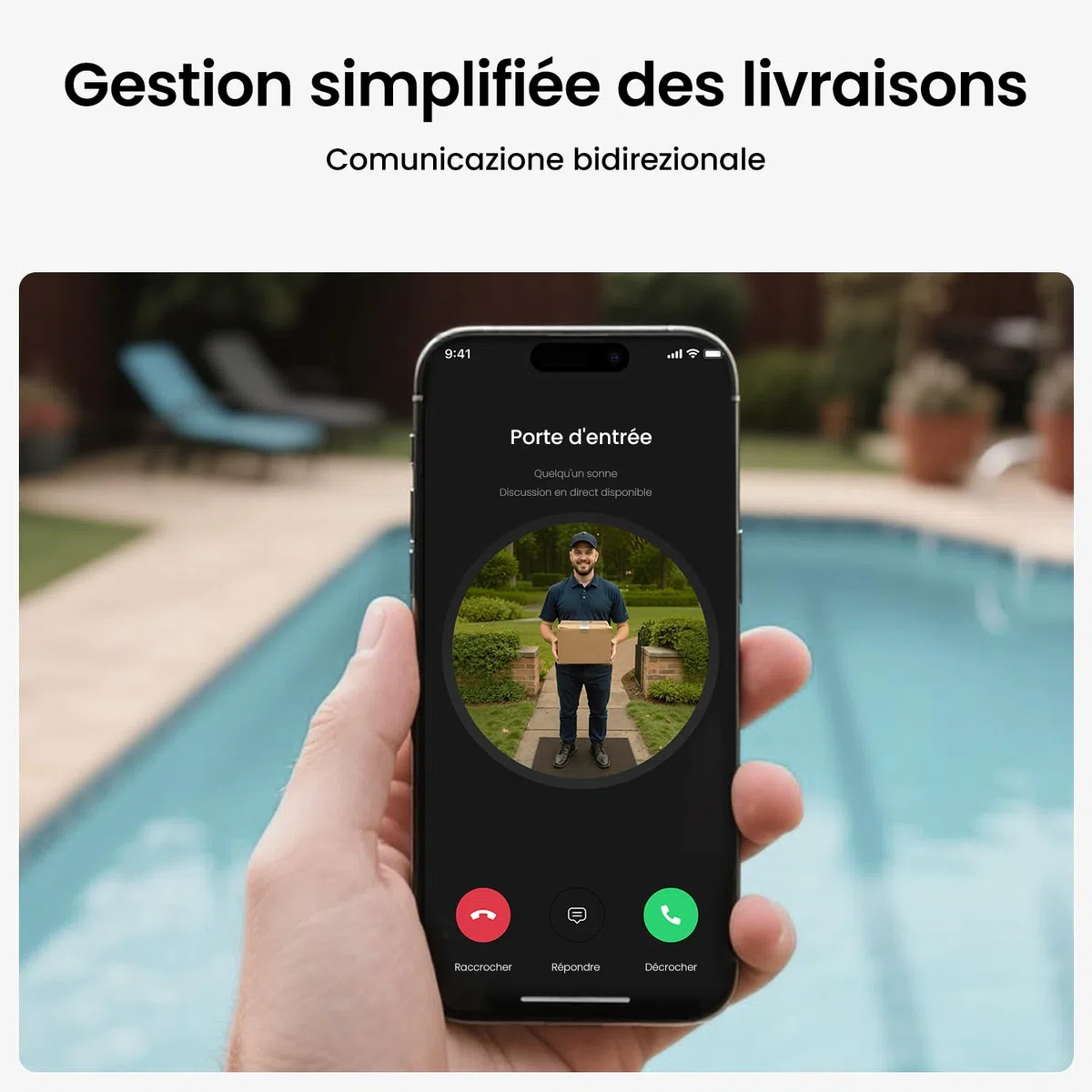 aosu Sonnette sans Fil avec Camera 2K HD 166° WiFi Exterieur Etanche Détection de Personnes Audio Bidirectionnel Alexa Intégré