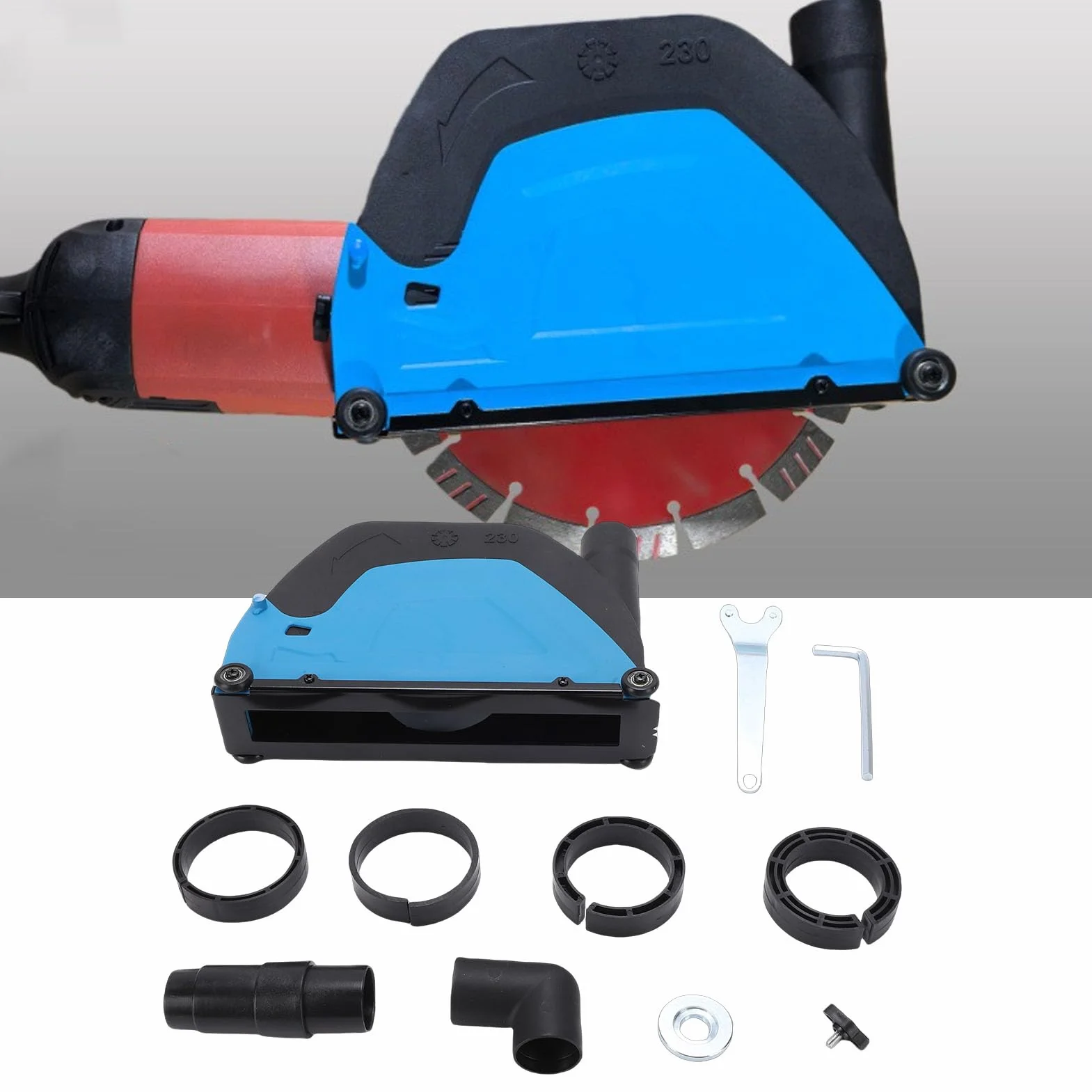 FTVOGUE Carénage Anti-Poussière pour Meuleuse d'Angle 180 230, Profondeur Réglable avec Connexion Aspirateur