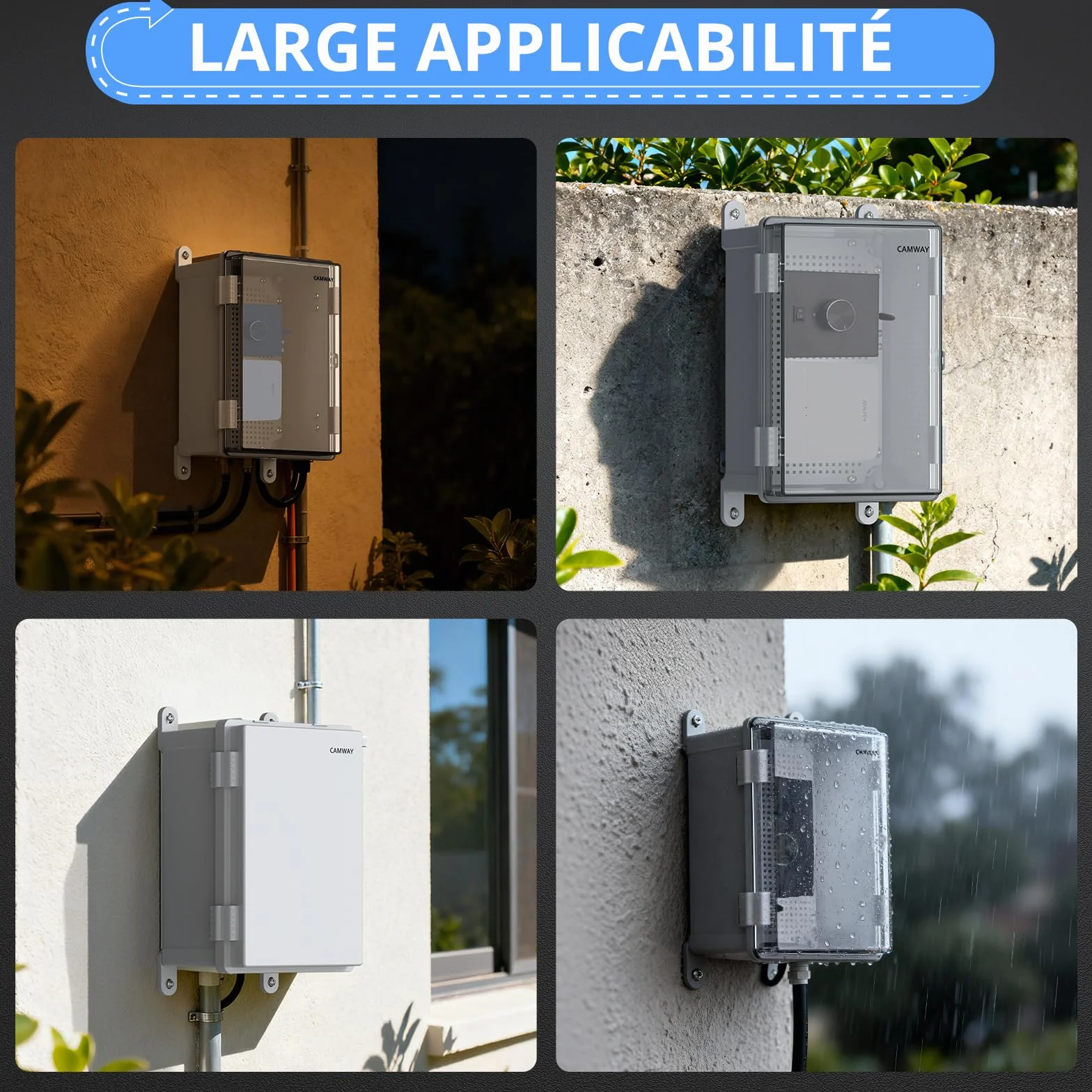 CAMWAY Coffret Electrique Etanche Exterieur ABS Renforcé 3mm Boîte de Jonction IP67 30x20x16cm