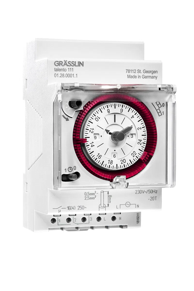Talento 111 Horloge de Distribution analogique avec Programme journalier 3TE 1 Canal Montage sur Rail DIN LED 180W