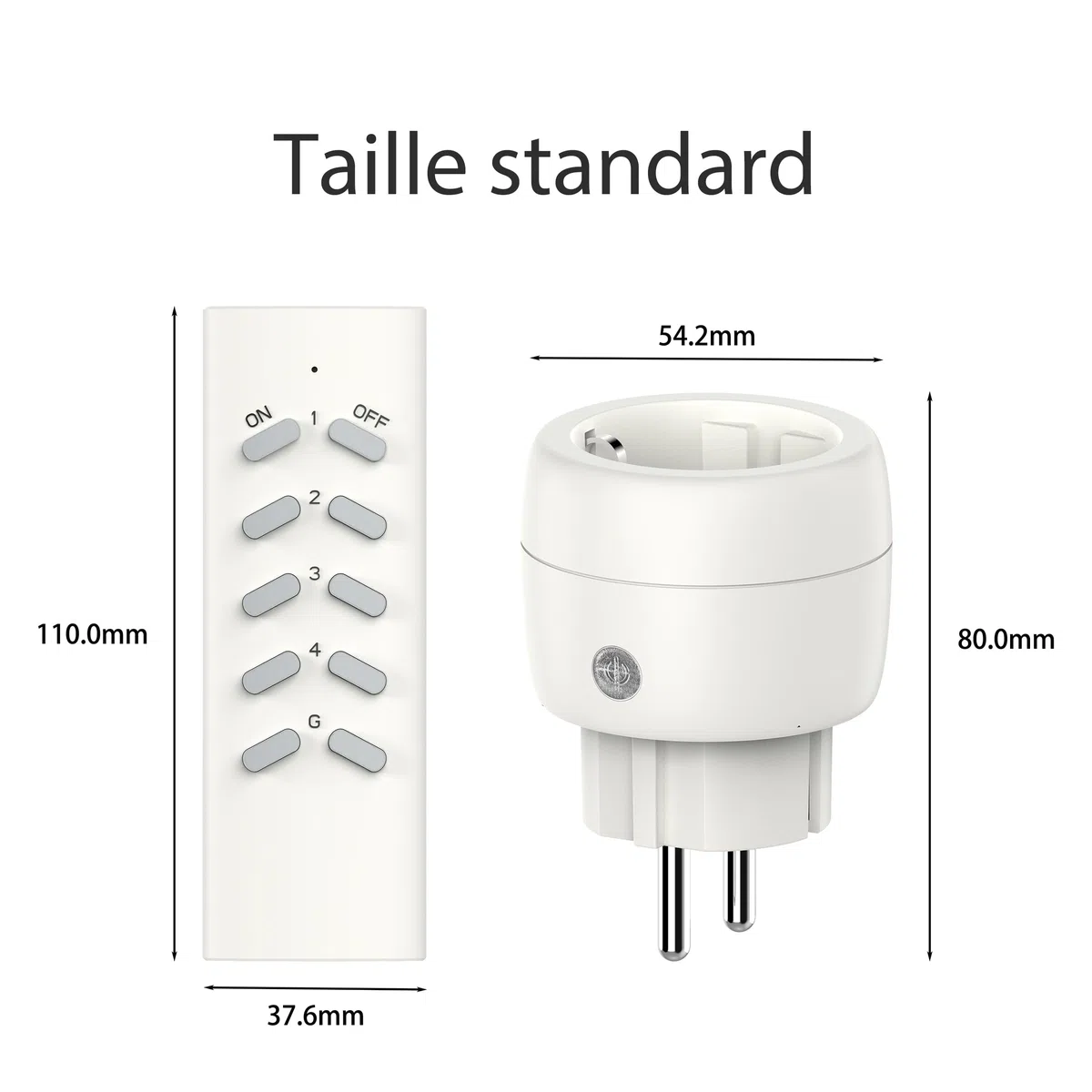 Prise Connectée sans fil 2300W 30m avec 2 Télécommandes, Certifié TÜV Süd