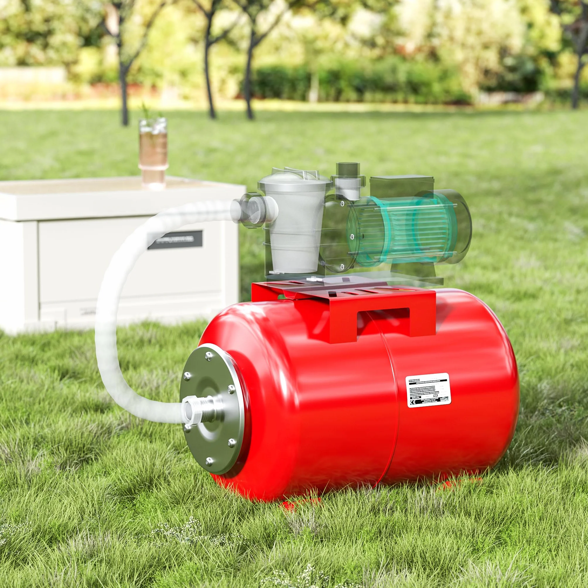 Wiltec Réservoir pression à vessie 24 Litres Acier horizontal Surpresseur eau domestique