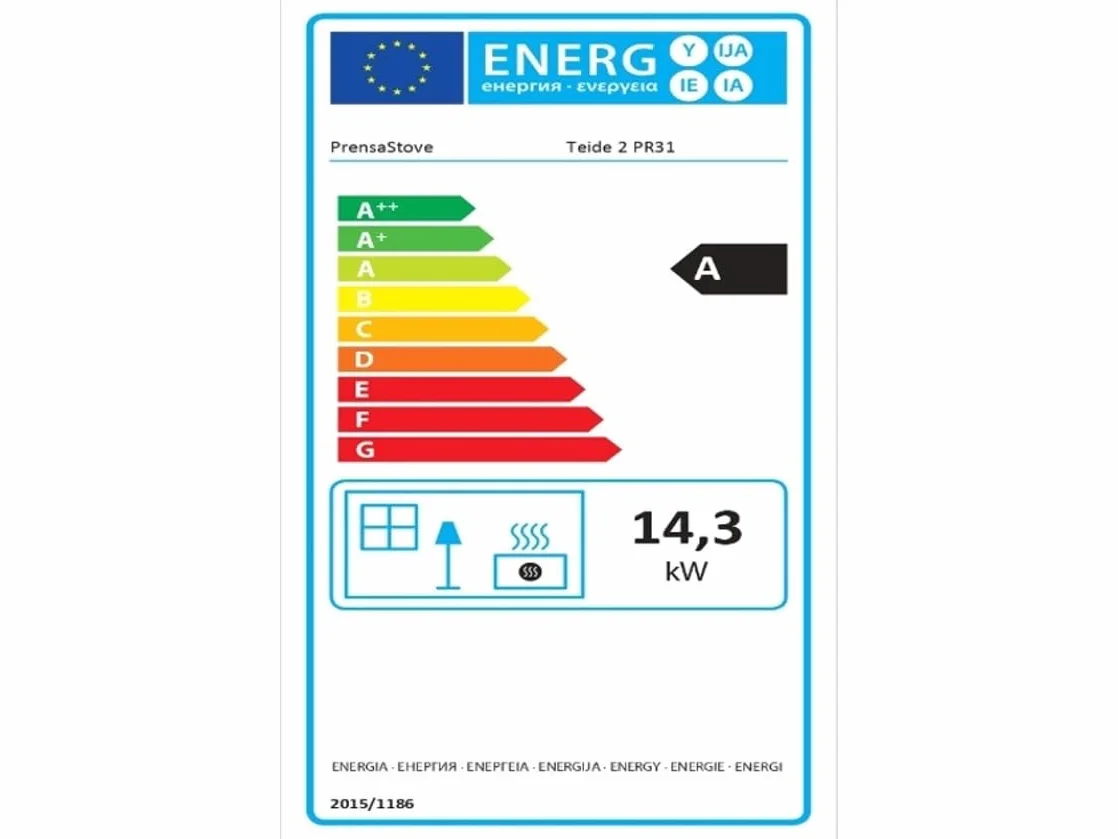 PRENSA Poêle à Bois TEIDE 2 14,3 kW Acier 4 mm Sortie Supérieure ECODESIGN 2022