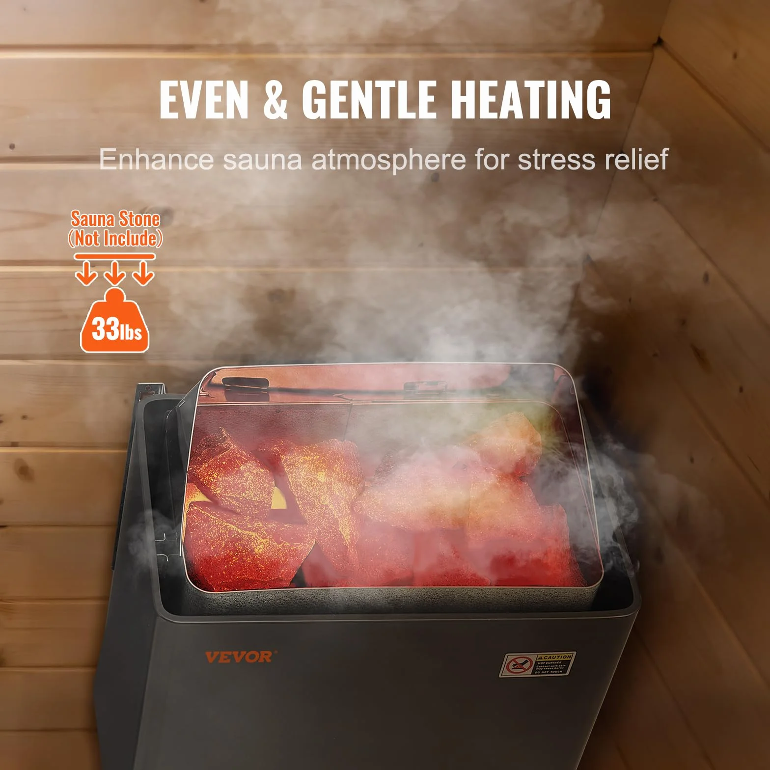VEVOR Poêle de Sauna Électrique 8 kW 400 V 3 N, Contrôleur Numérique, 110℃ Max, pour Sauna 8-12 m³