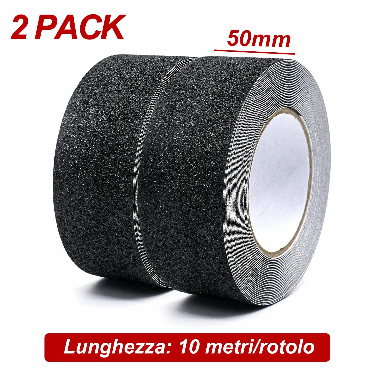 BOMEI PACK Ruban adhésif antidérapant 50 x 10 cm lot de 2 noir