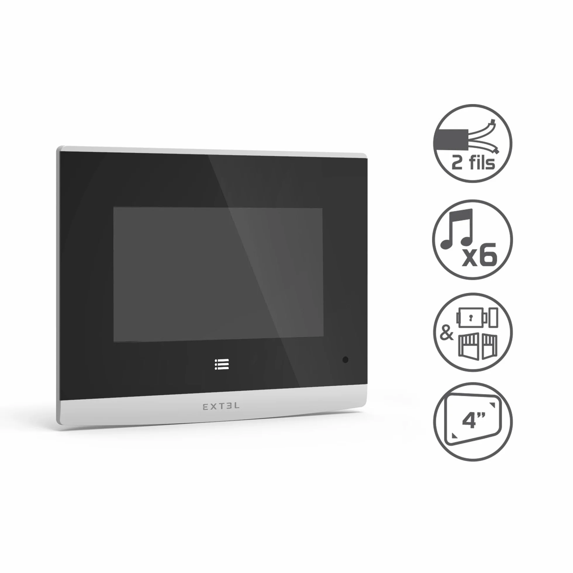 EXTEL Visiophone Filaire Interphone Vidéo 2 Fils Design Ultra Compact Double Commande Ouverture Portail Gâche Électrique Vision Nocturne LEDs Platine Rue Étanche