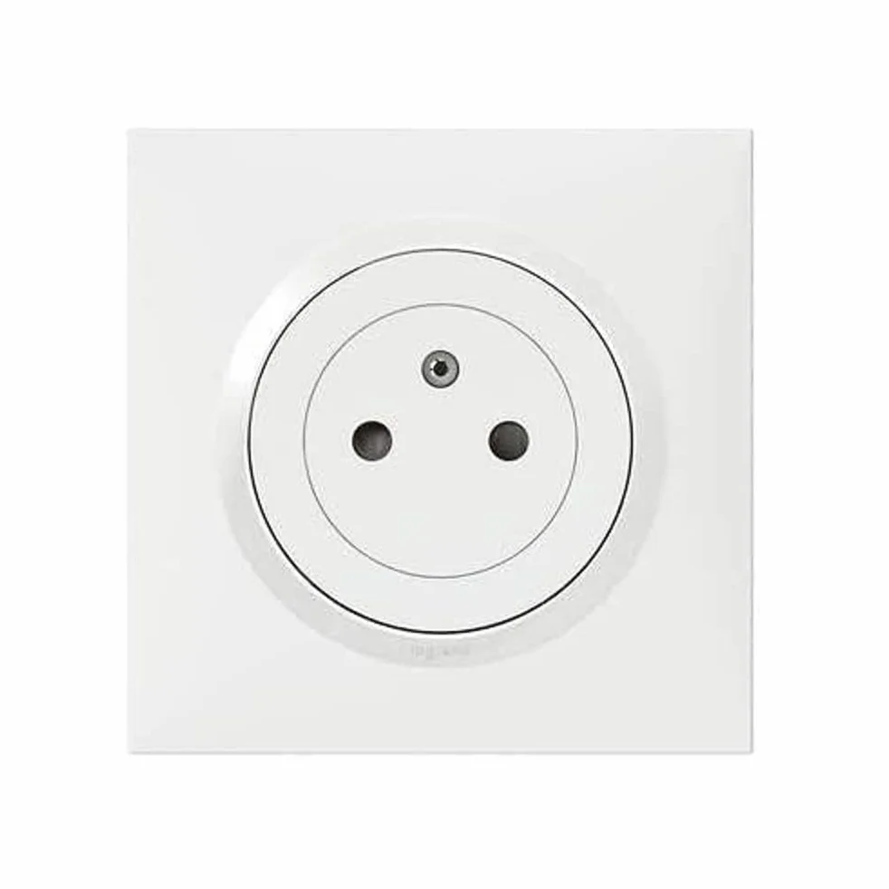 LEGRAND Prise Electrique Murale 16A avec Terre Plaque Carrée 2P+T Affleurante Fond Rétractable Blanc Lot de 10
