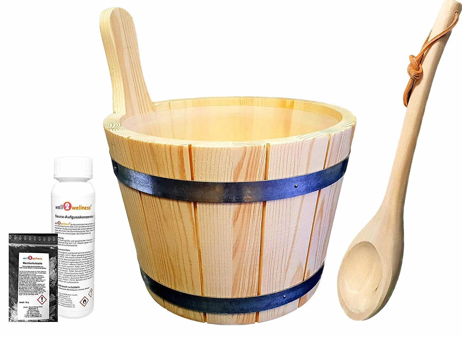 Seau de sauna en bois de conifère 5 L avec insert et louche
