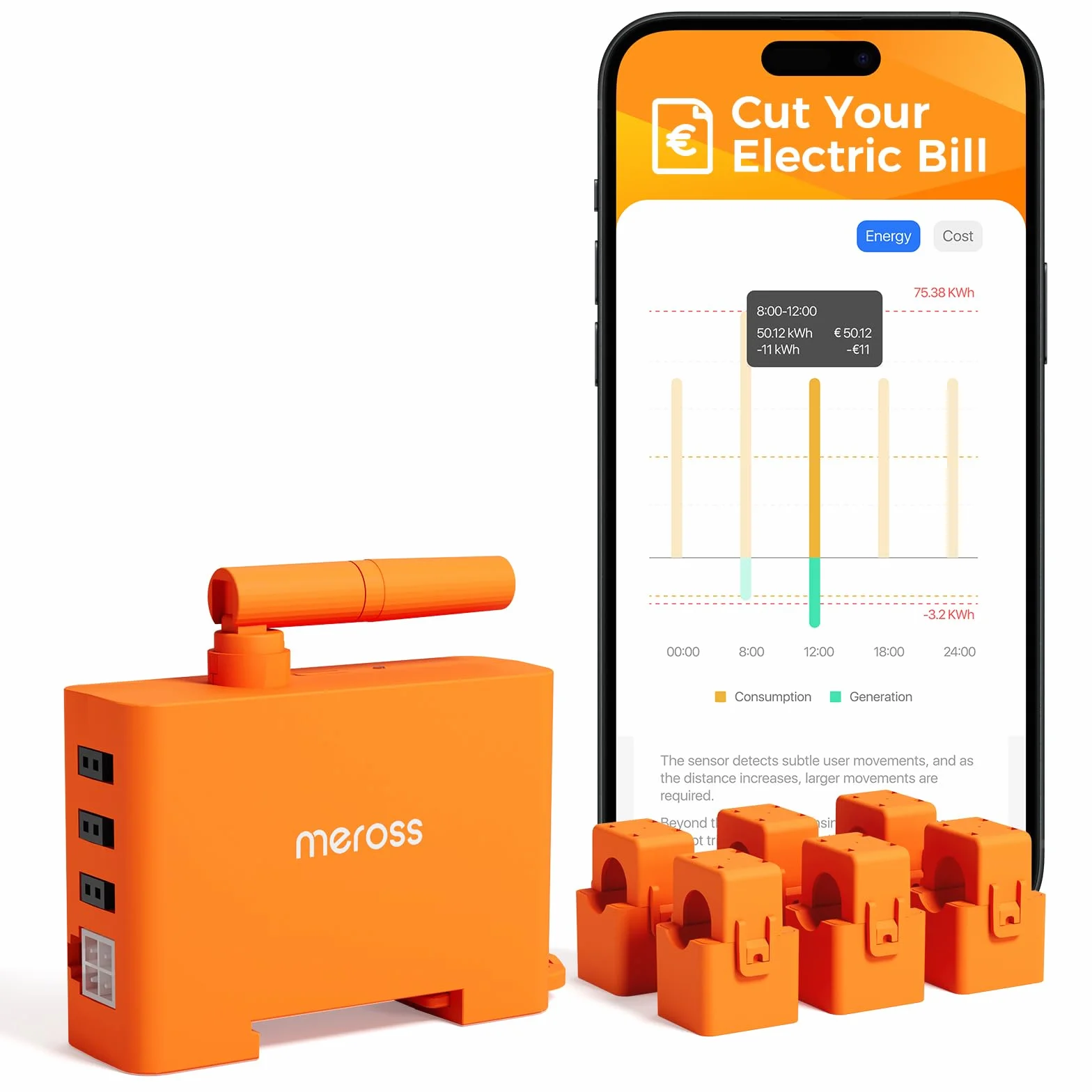 Meross EM06P Compteur d'Énergie Triphasé Connecté WiFi 6 Canaux pour Panneaux Solaires