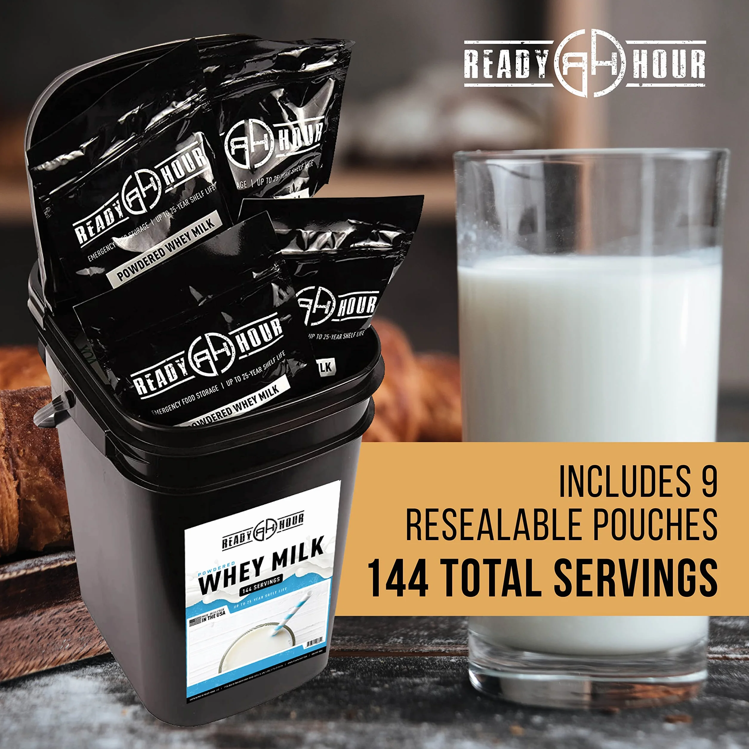 Ready Hour Lait en poudre en vrac, lactosérum non périssable, durée de conservation 25 ans, approvisionnement alimentaire d'urgence portable