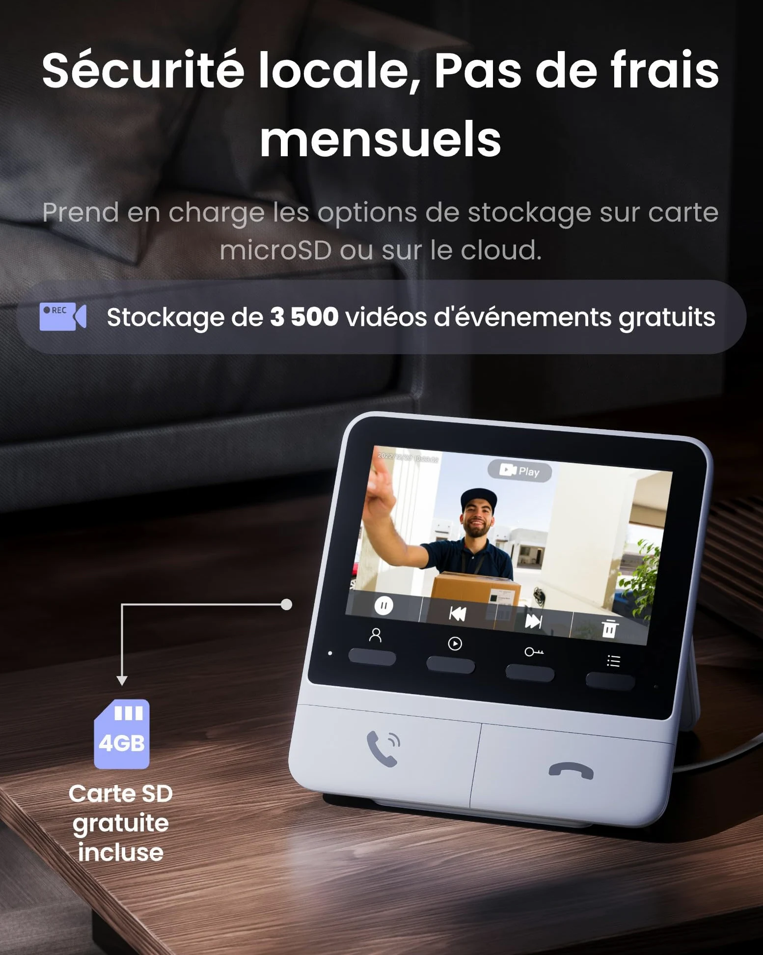 SwitchBot Sonnette sans Fil avec Camera 2K, Visiophone sans Fil 4,3 Pouces, Angle 165°, 5000 mAh, Audio bidirectionnel, Compatible Alexa