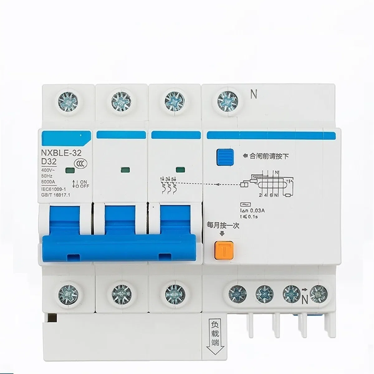 Disjoncteur différentiel NXBLE-32 3P+N Type D 6KA 30mA 400V 32A