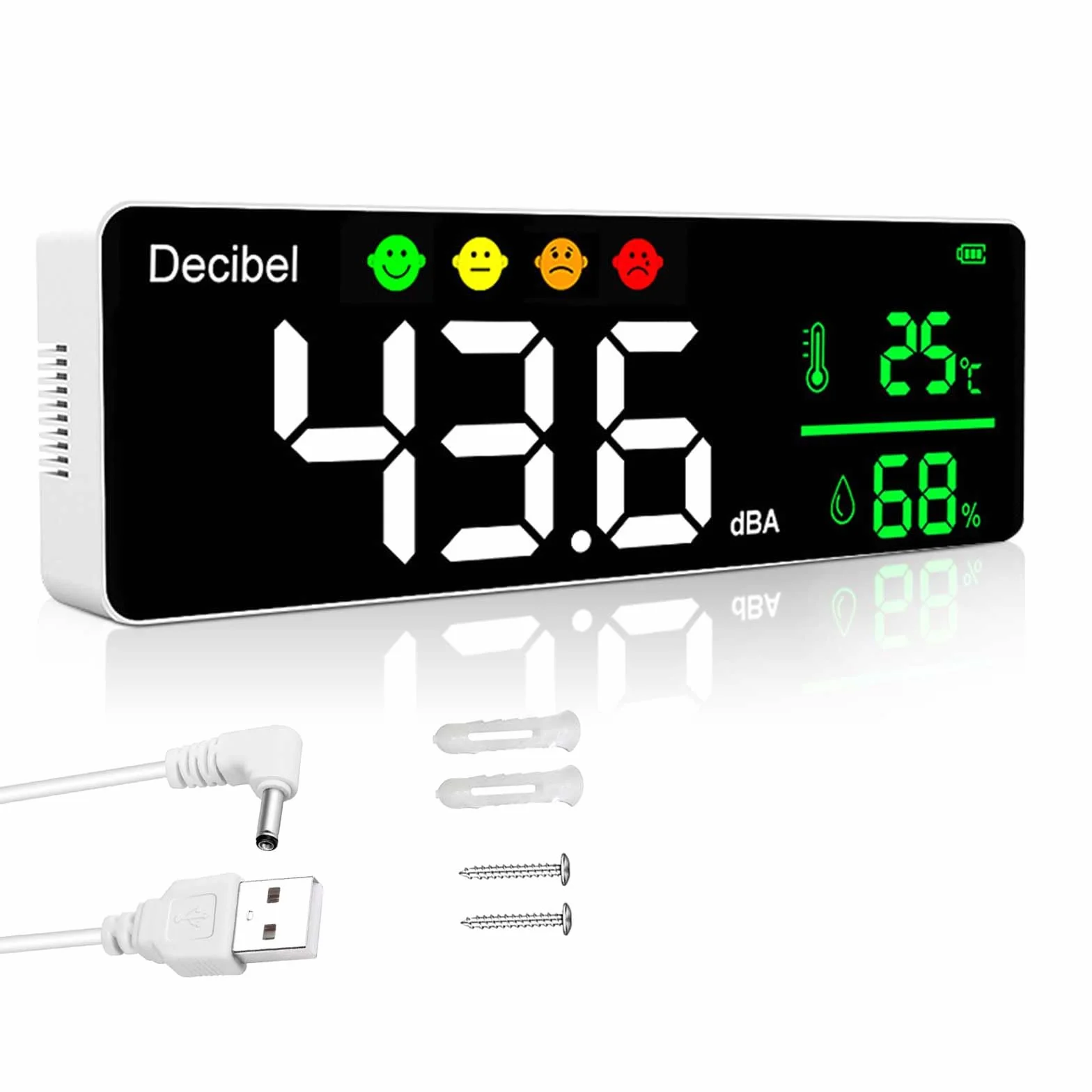 Sonomètre Professionnel 30~130dB 11" LCD Décibelmètre avec Alarme et Câble USB