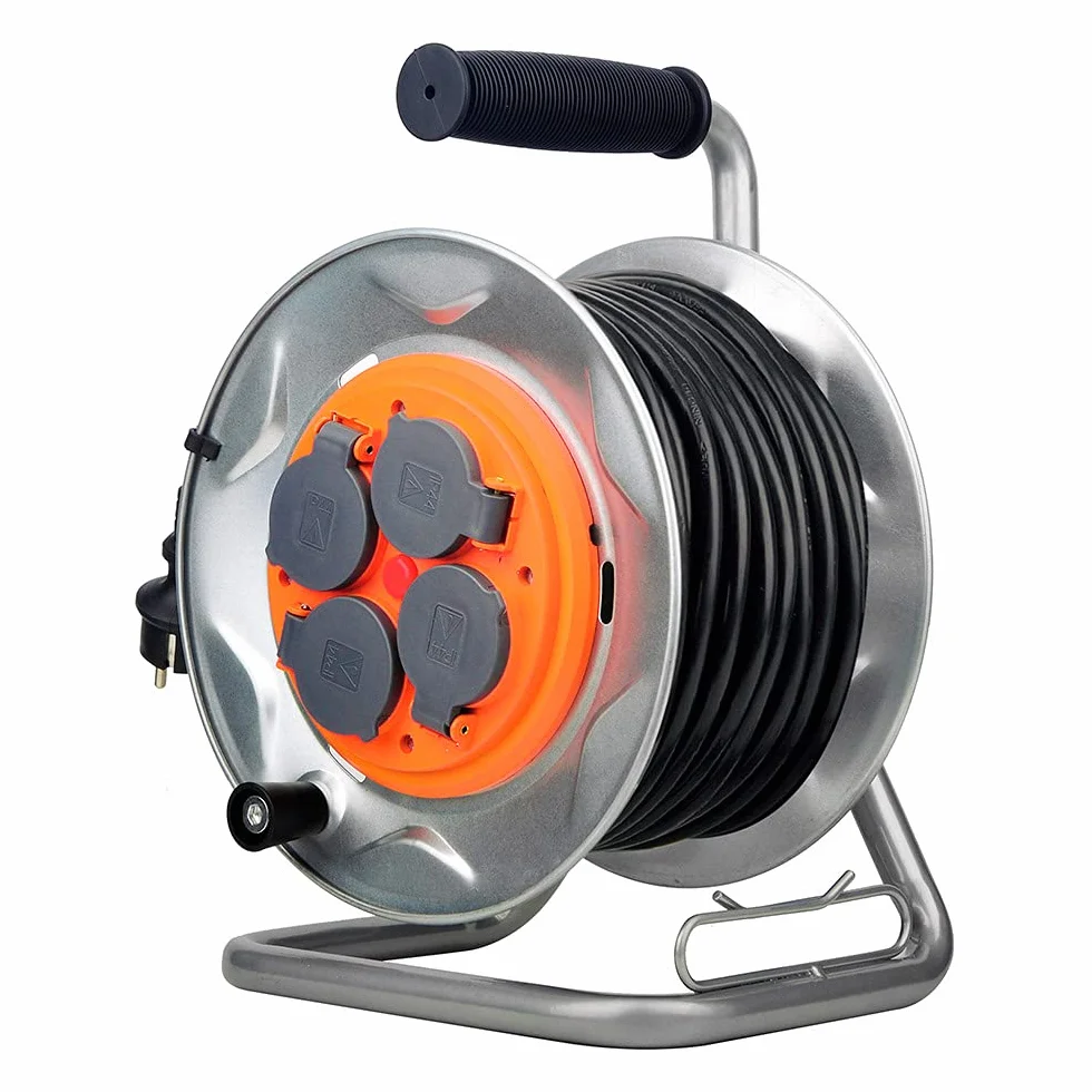 Zenitech Enrouleur de Chantier IP44 4 Prises 16A 25m Orange