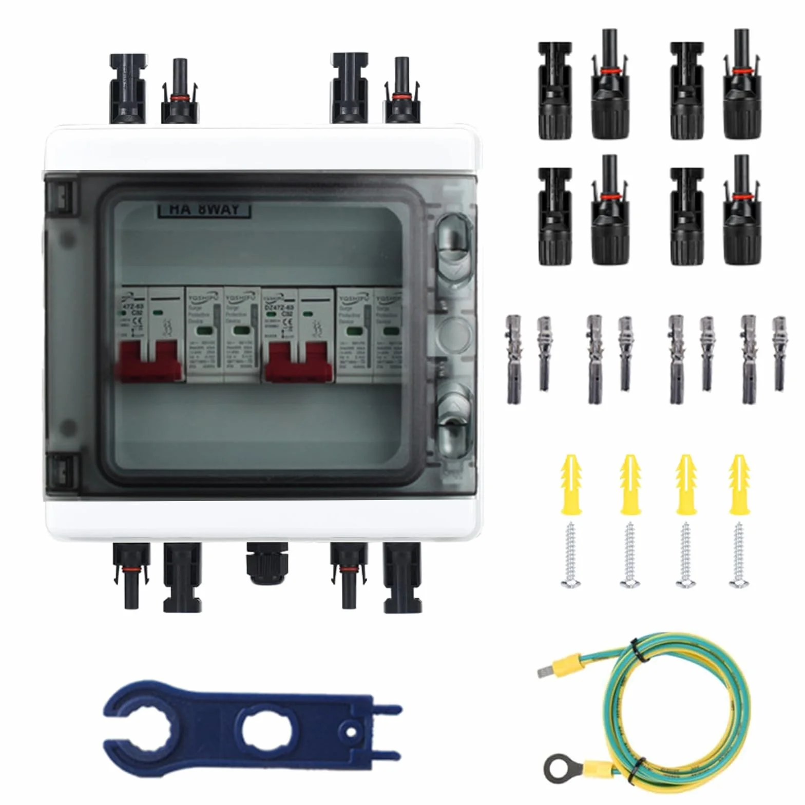Disjoncteur DC Protection Contre Les Surtensions PV 2 Chaînes 1000V 40A 20-40KA IP65 Boîte Connexion Solaire