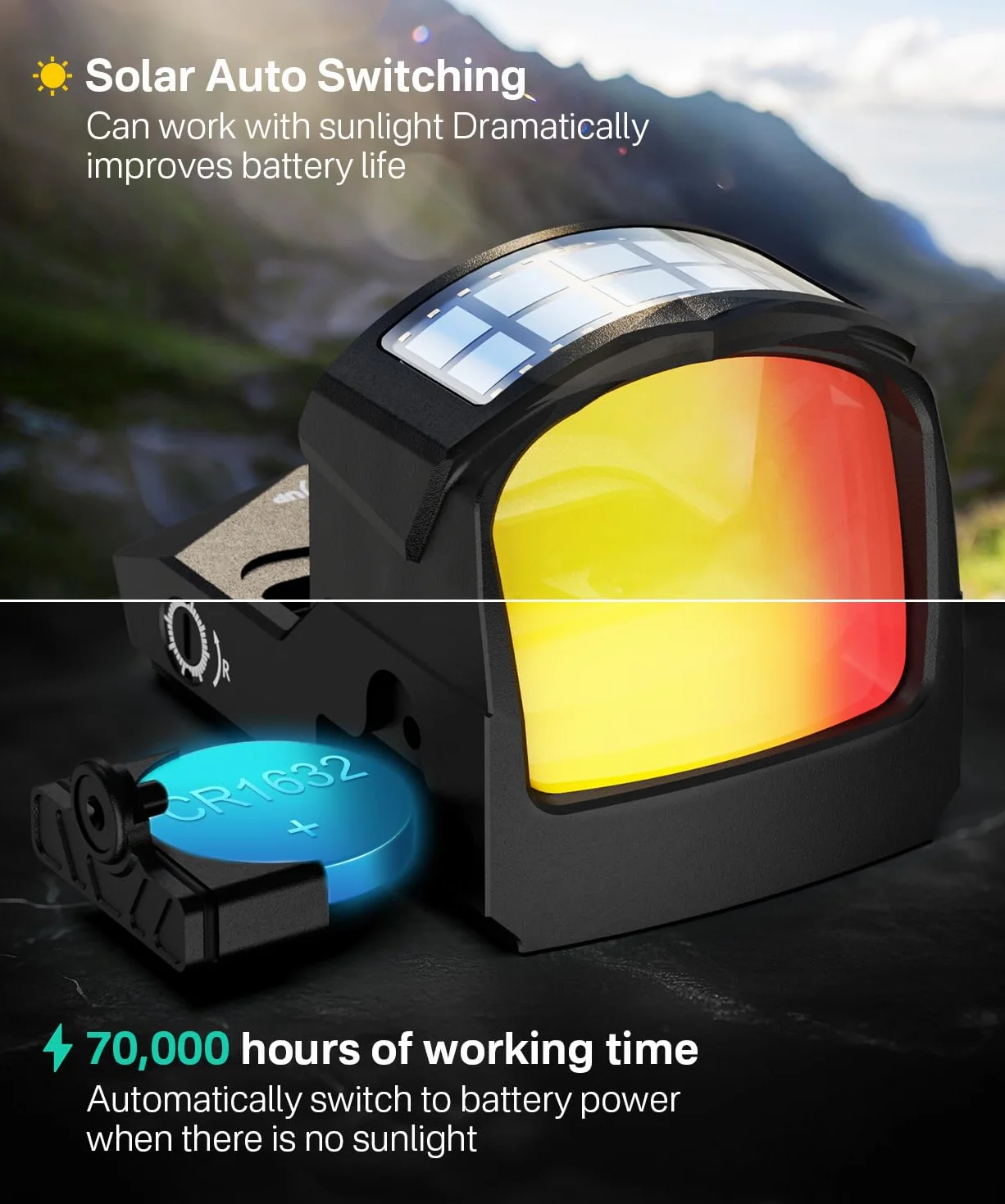 HAWKWAY Solaire Interrupteur à LED Rouge sans Parallaxe
