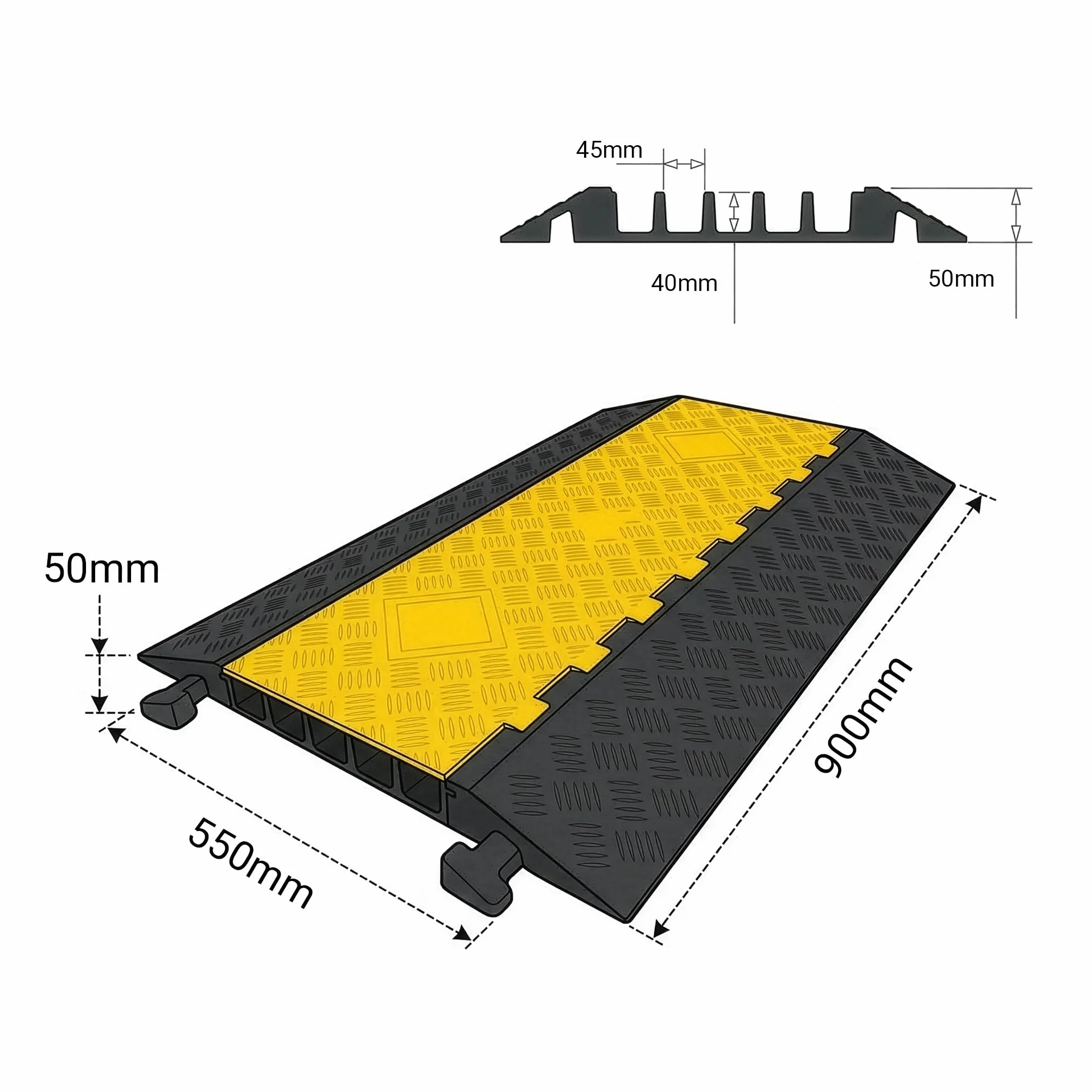 Rampe Passe-Câbles Résistante 7,5 t Protection Extérieur Étanche Caoutchouc Dur Rabattable Arko