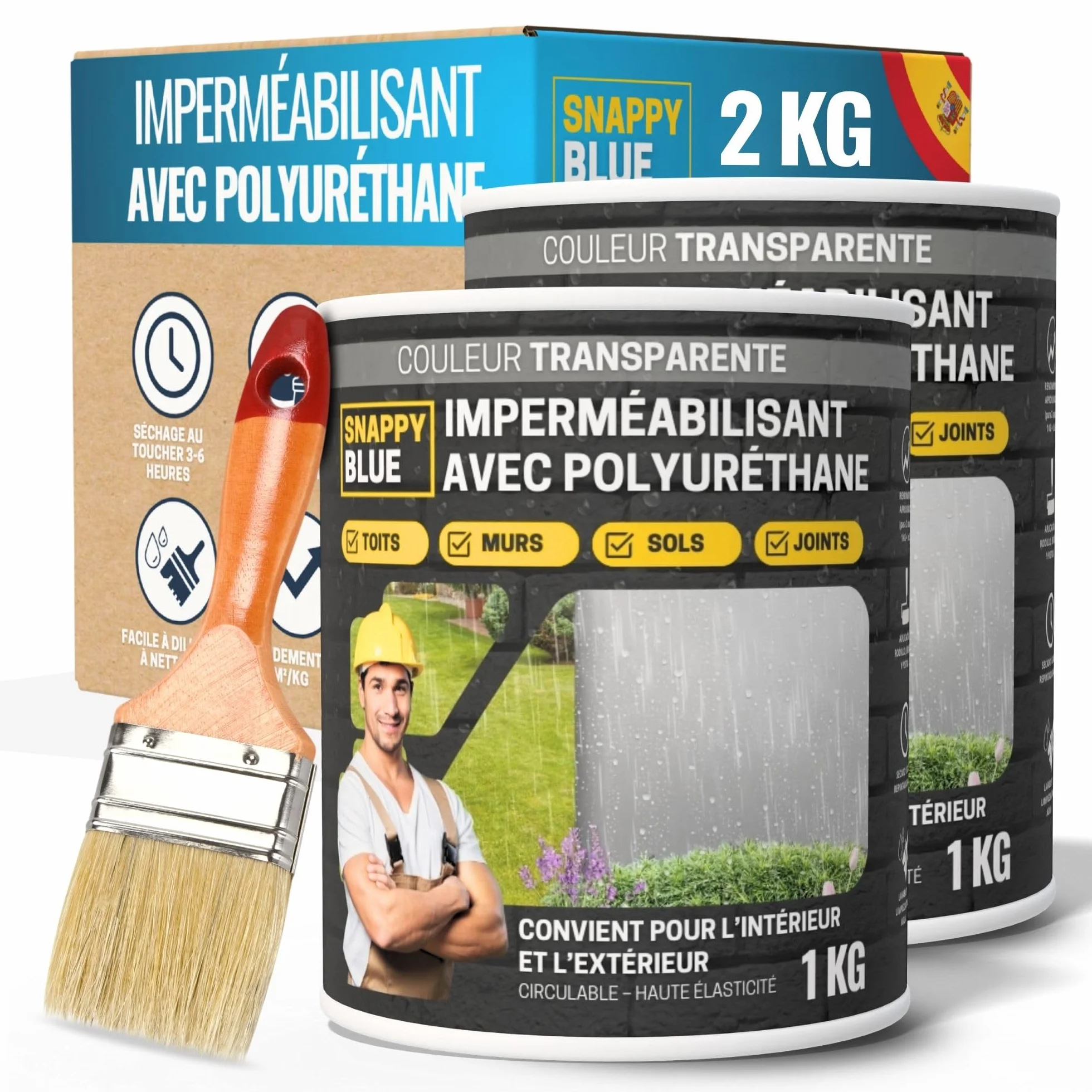 Imperméabilisant Transparent au Polyuréthane, Scellant Étanche pour Toits, Terrasses et Extérieurs