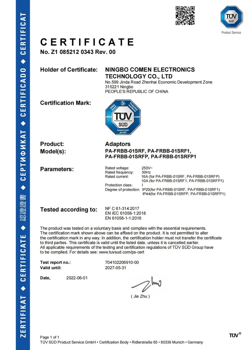 Prise Connectée sans fil 2300W 30m avec 2 Télécommandes, Certifié TÜV Süd