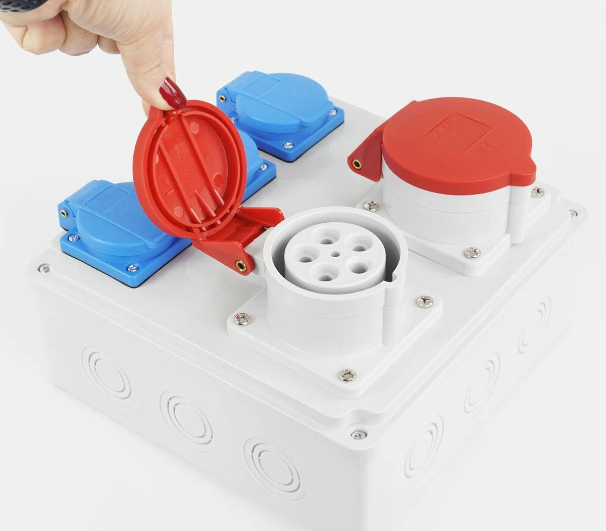 Bals Distributeur mural d'énergie chantier 2x 16A 5 broches 400V CEE 3x 230V Prises Schuko IP65